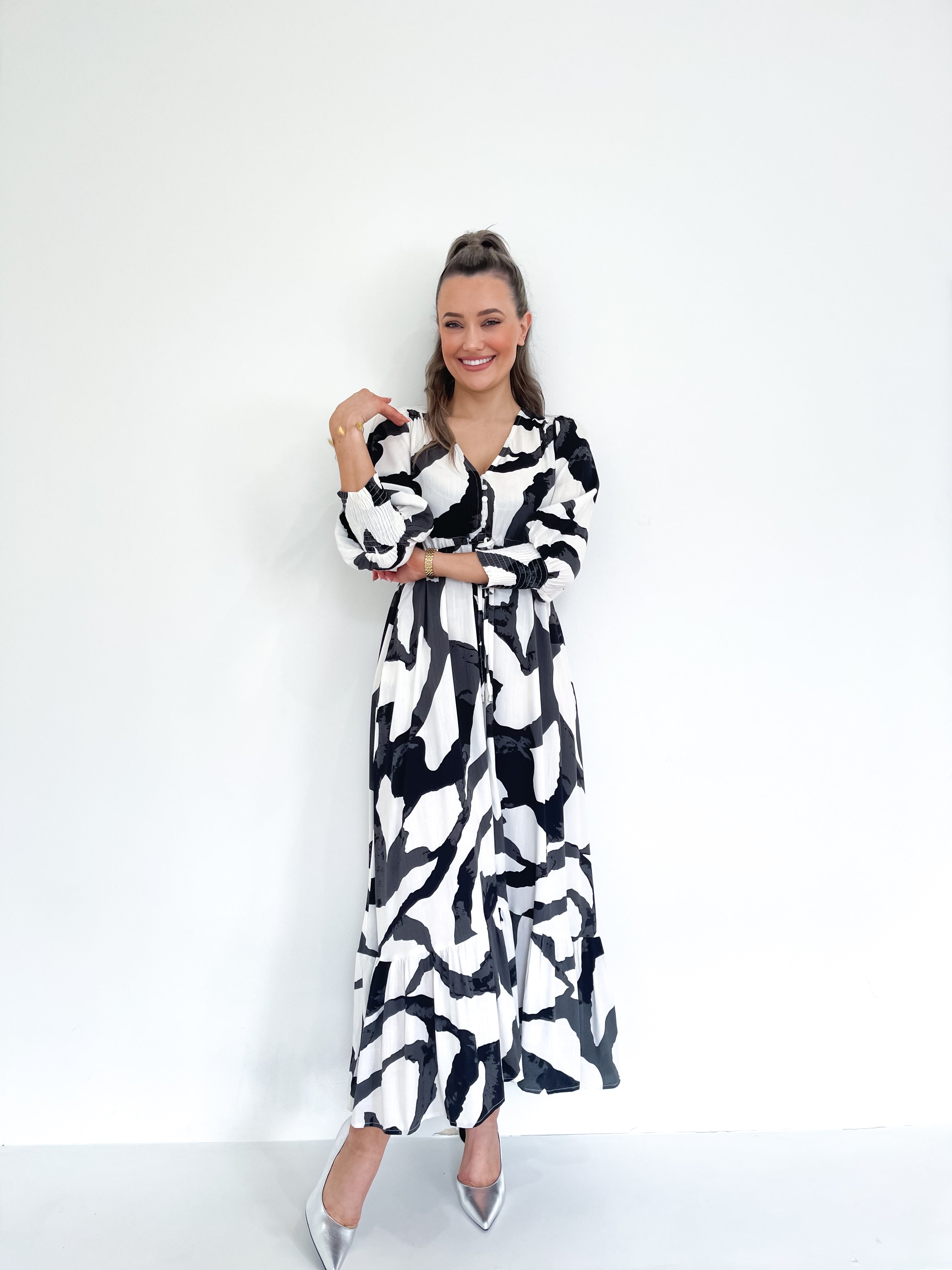 JUNE MONOCHROME  MAXI DRESS