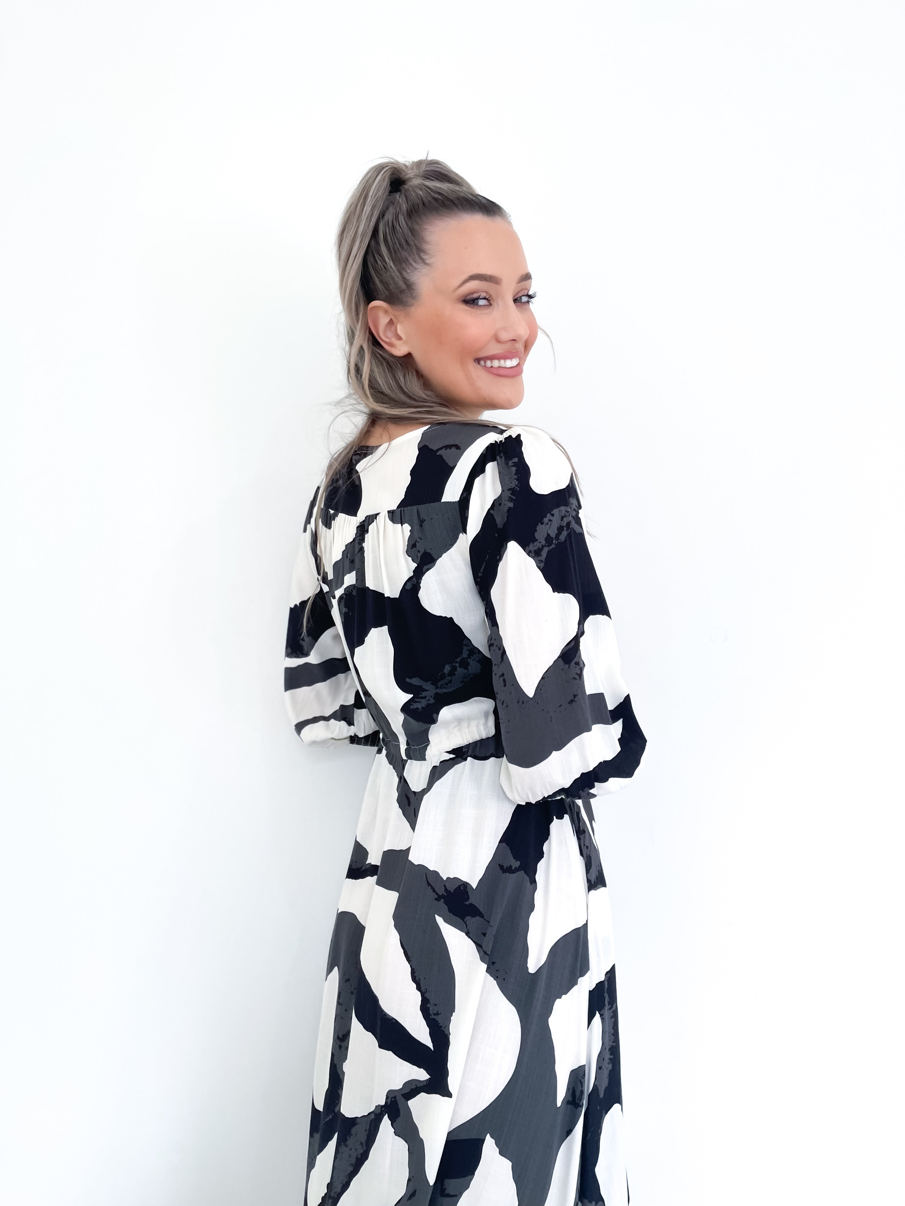 JUNE MONOCHROME  MAXI DRESS