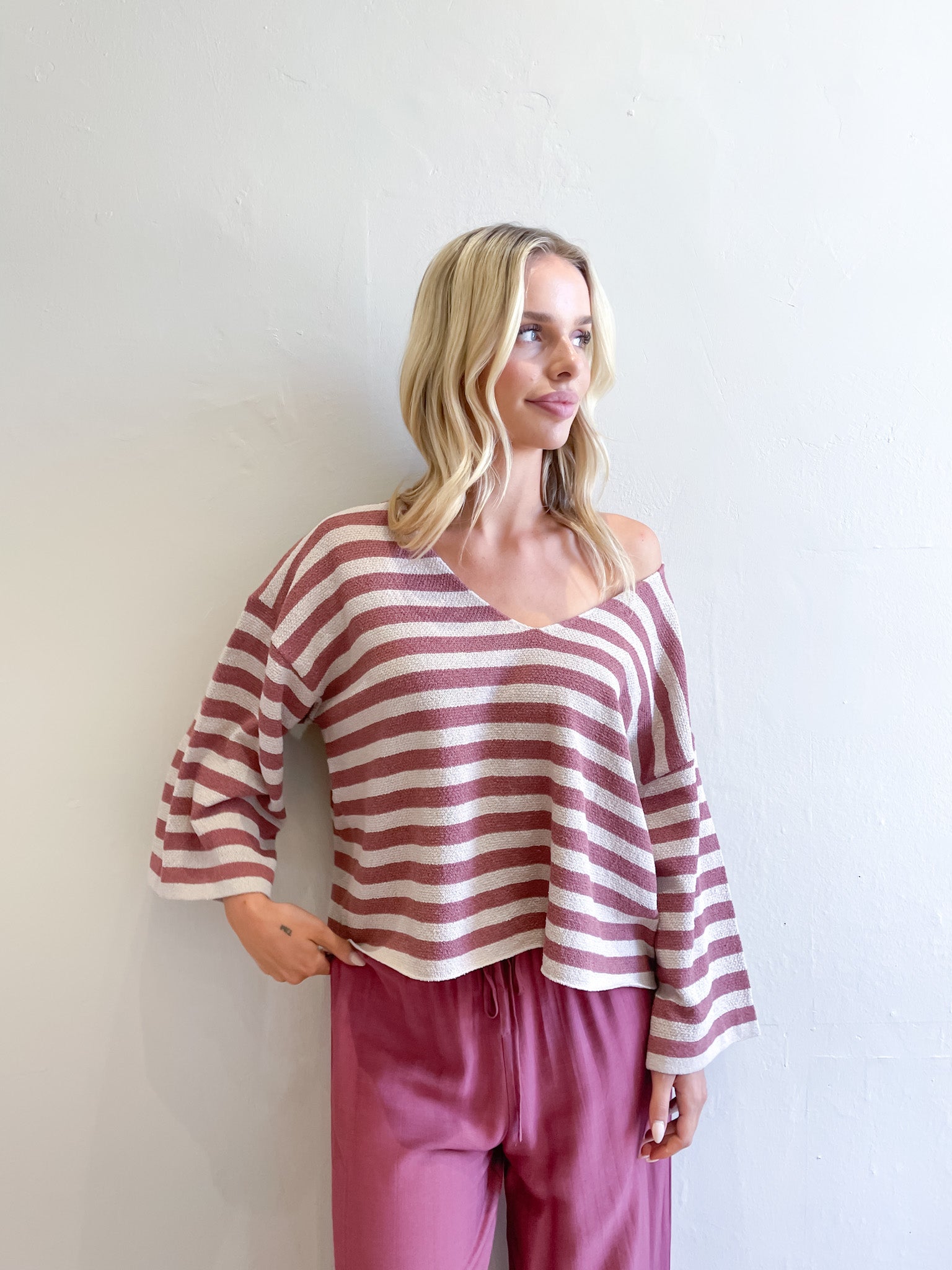 BOUCLE STRIPE KNIT