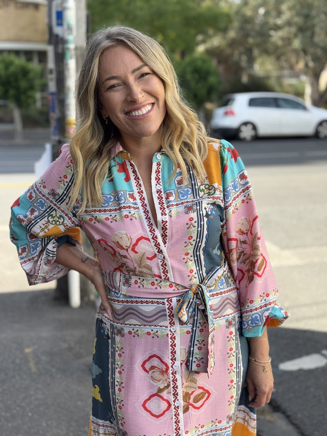 BOHEMIAN PATCHWORK SHIRT DRESS