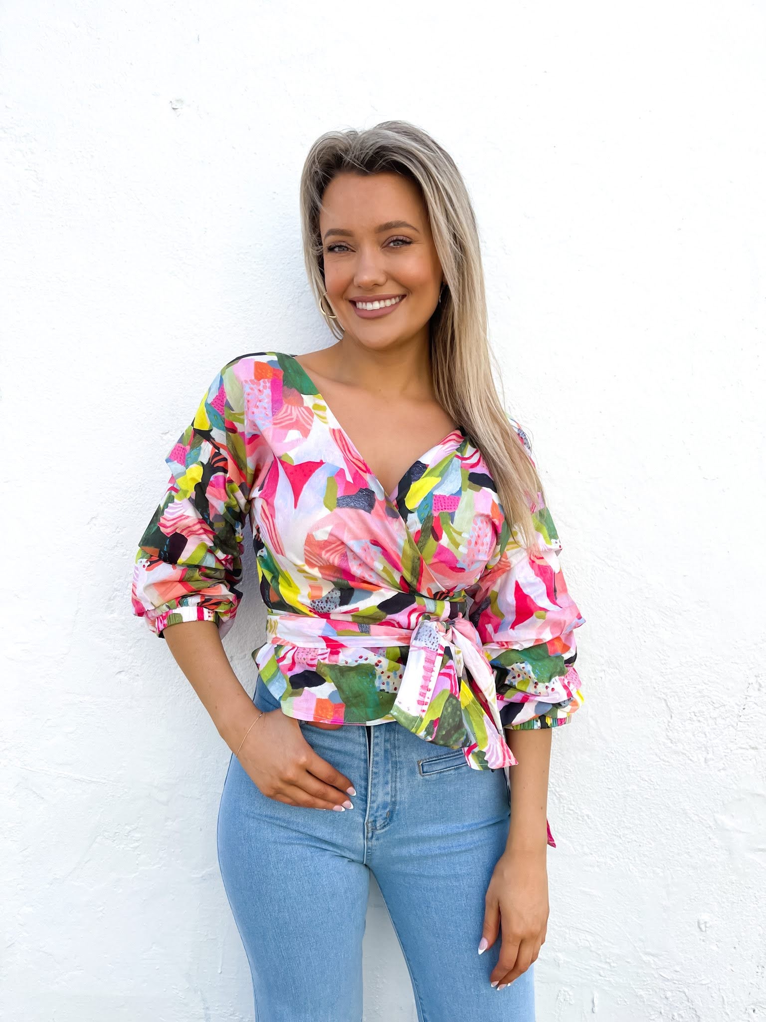 MAXINE WRAP SHIRT -PRINT