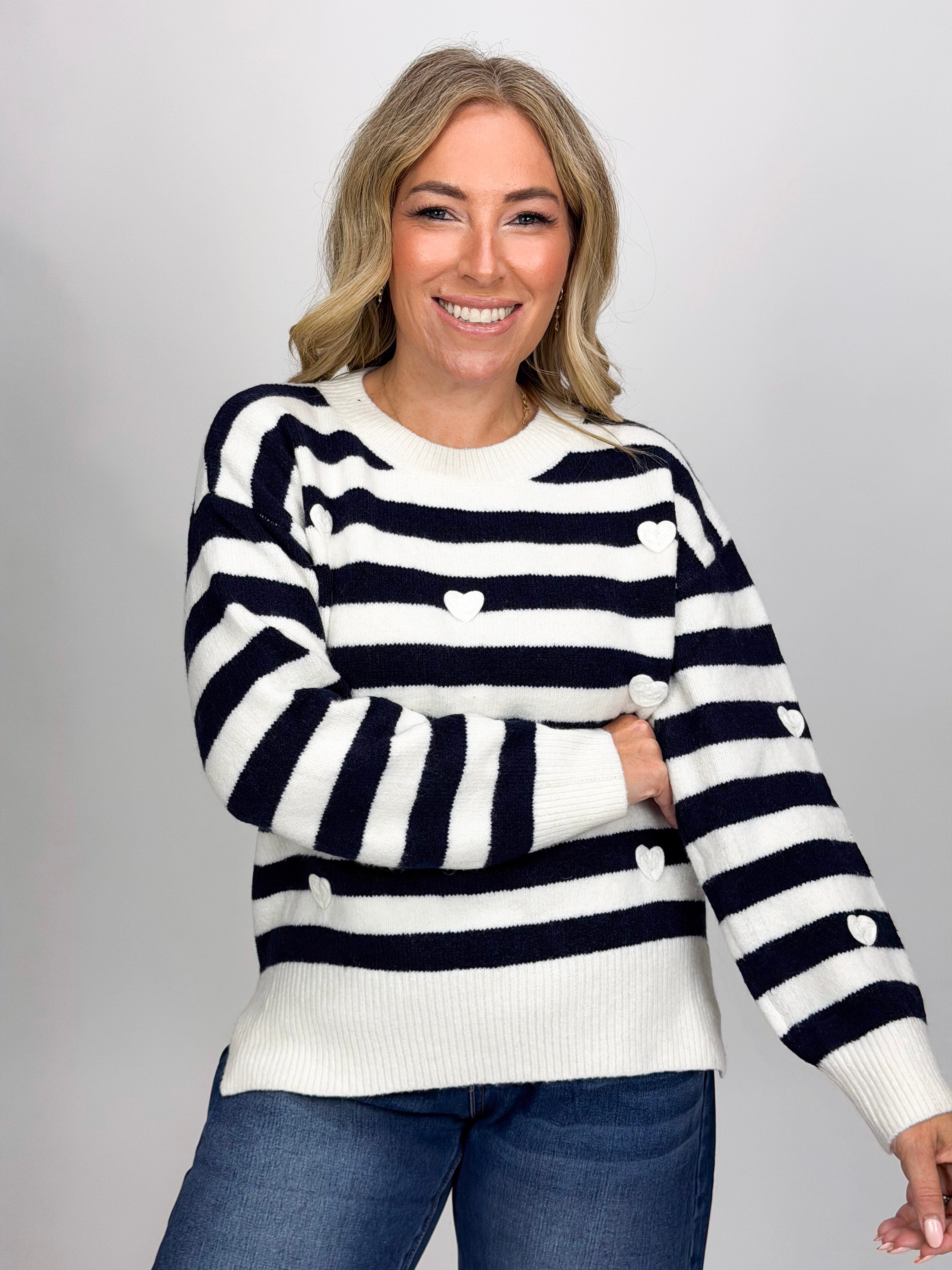 STRIPE HEART KNIT JUMPER