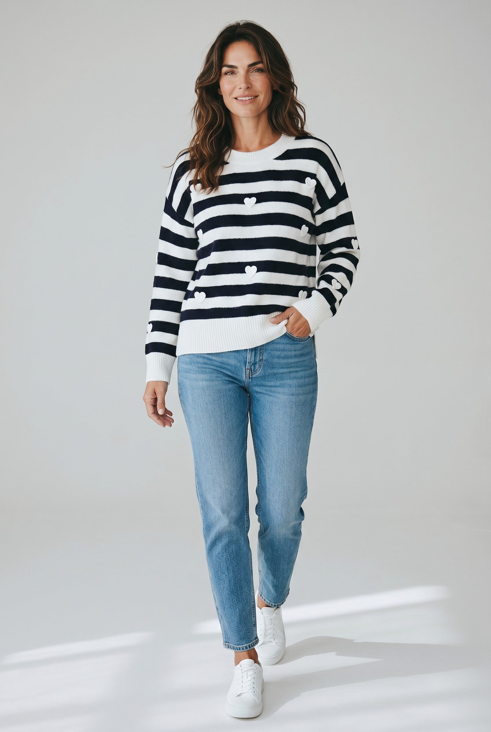 STRIPE HEART KNIT JUMPER