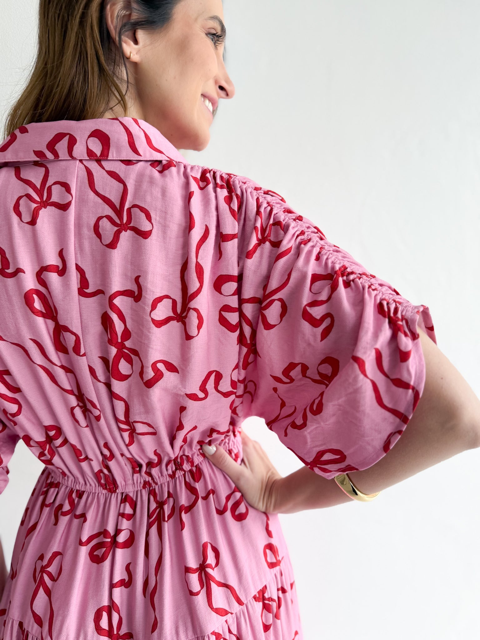 RIBBON PRINT MIDI DRESS