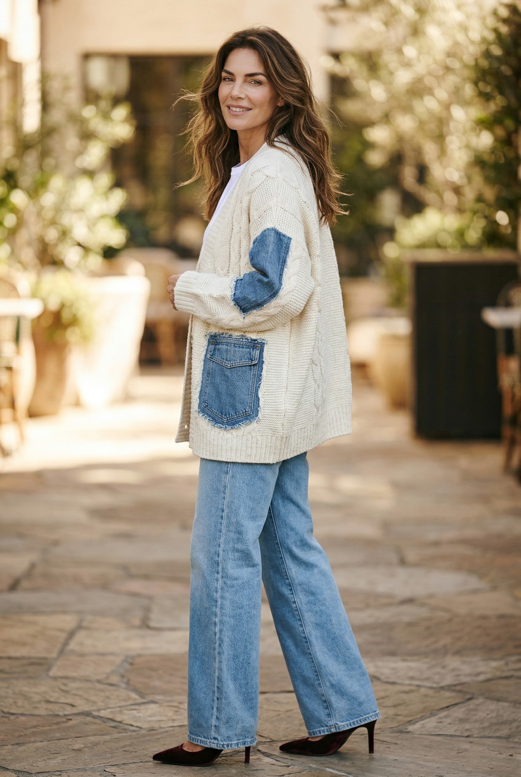 DENIM CONTRAST CARDIGAN