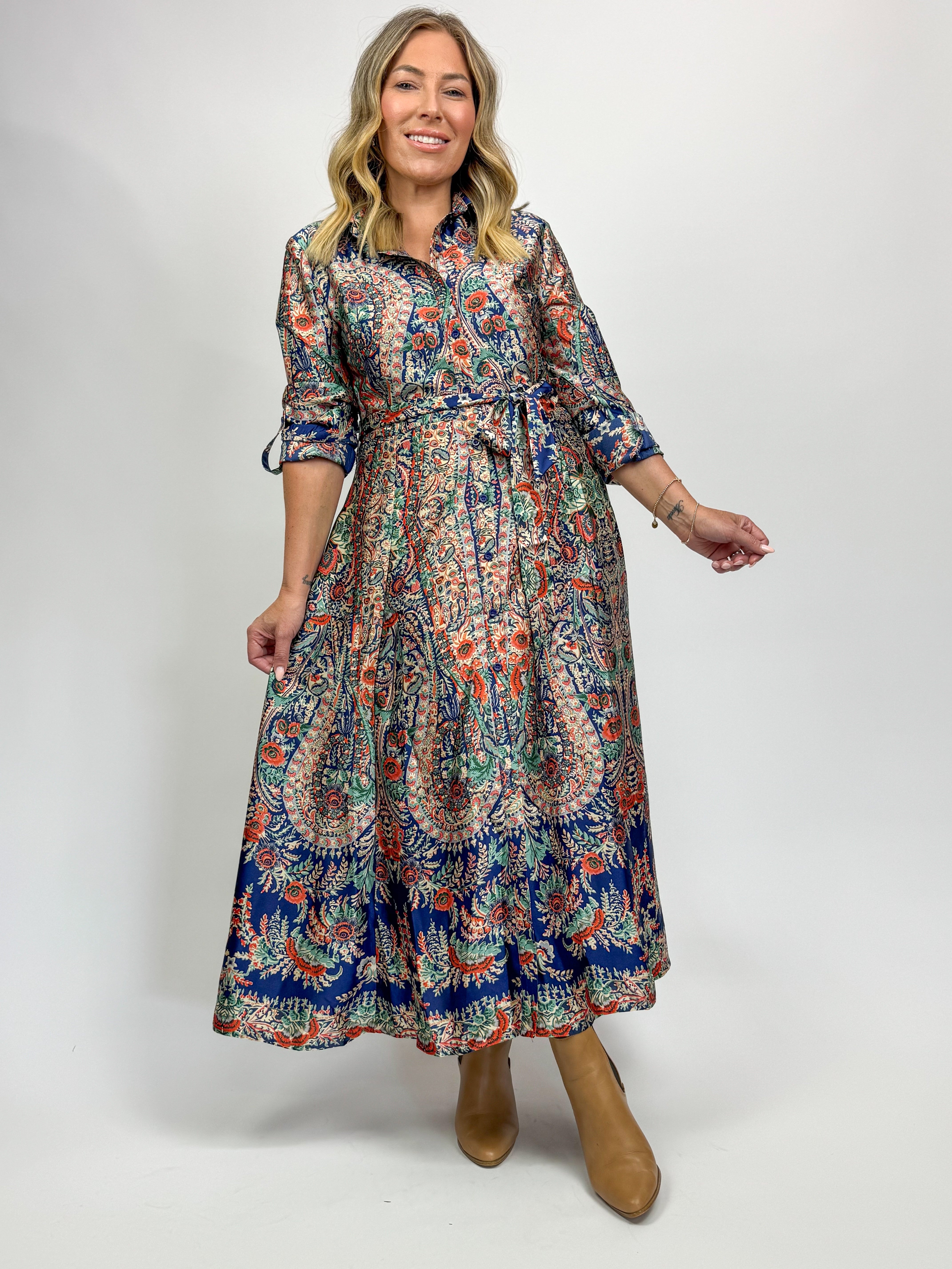 PAISLEY SATIN DRESS- AW25