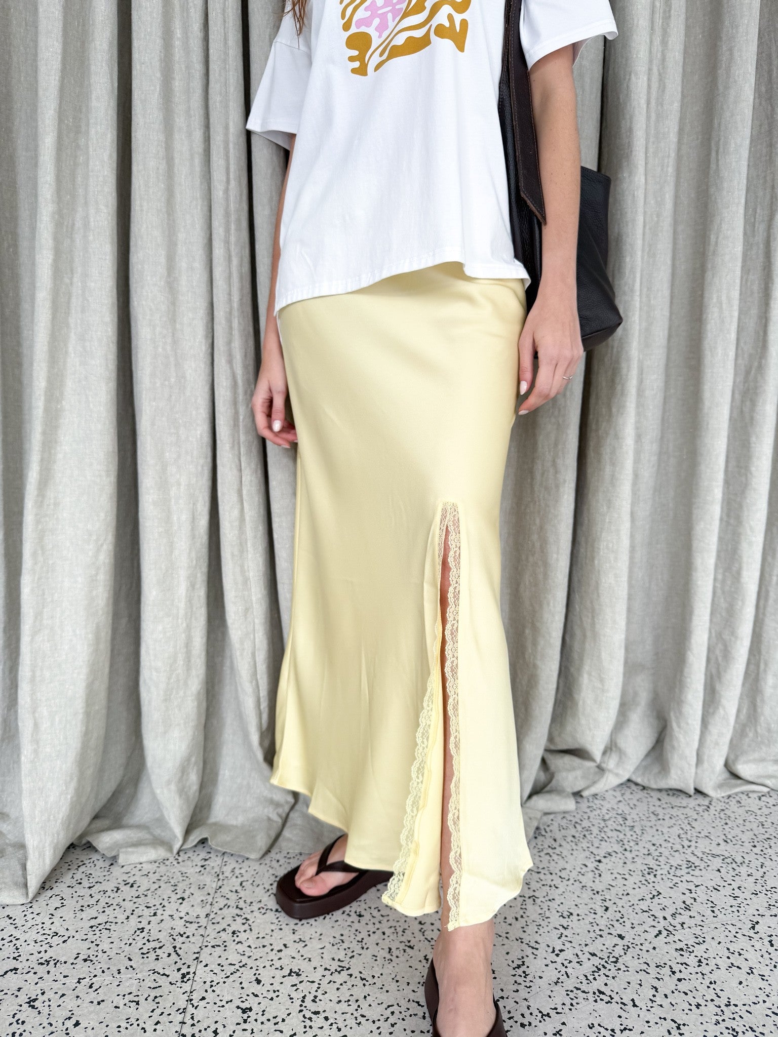 SATIN & LACE BIAS SKIRT