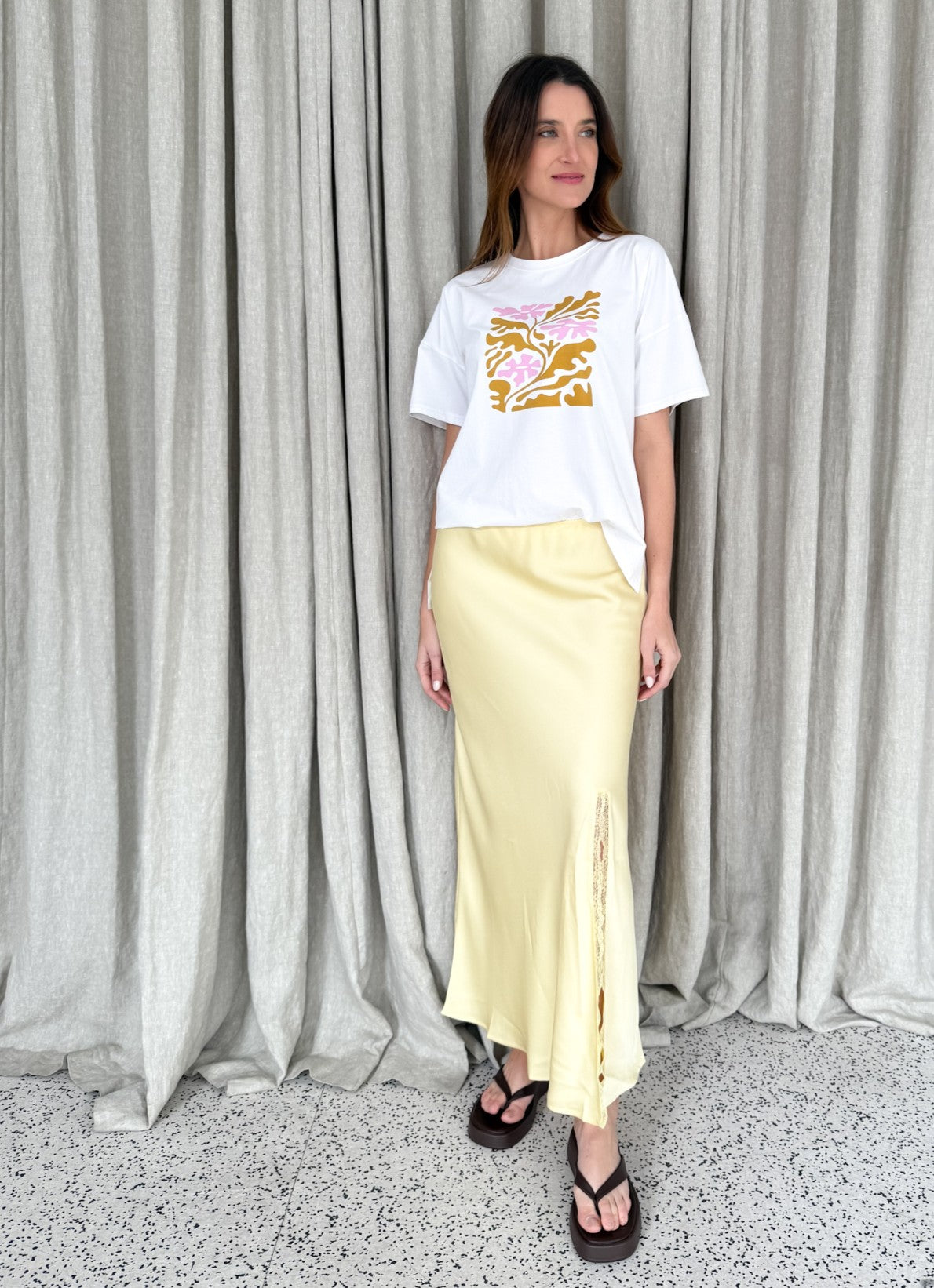 SATIN & LACE BIAS SKIRT