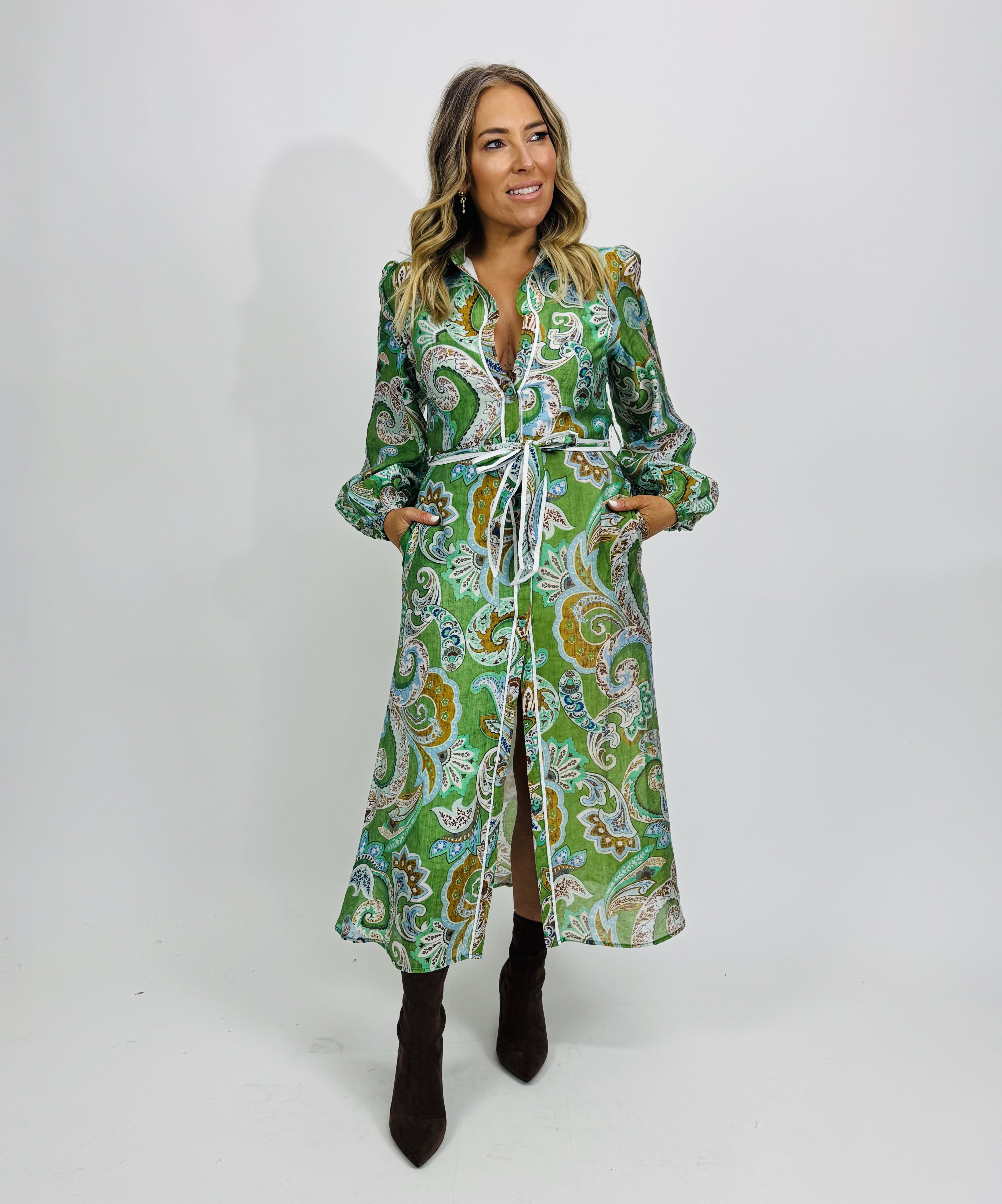 AVERY PAISLEY SHIRT DRESS