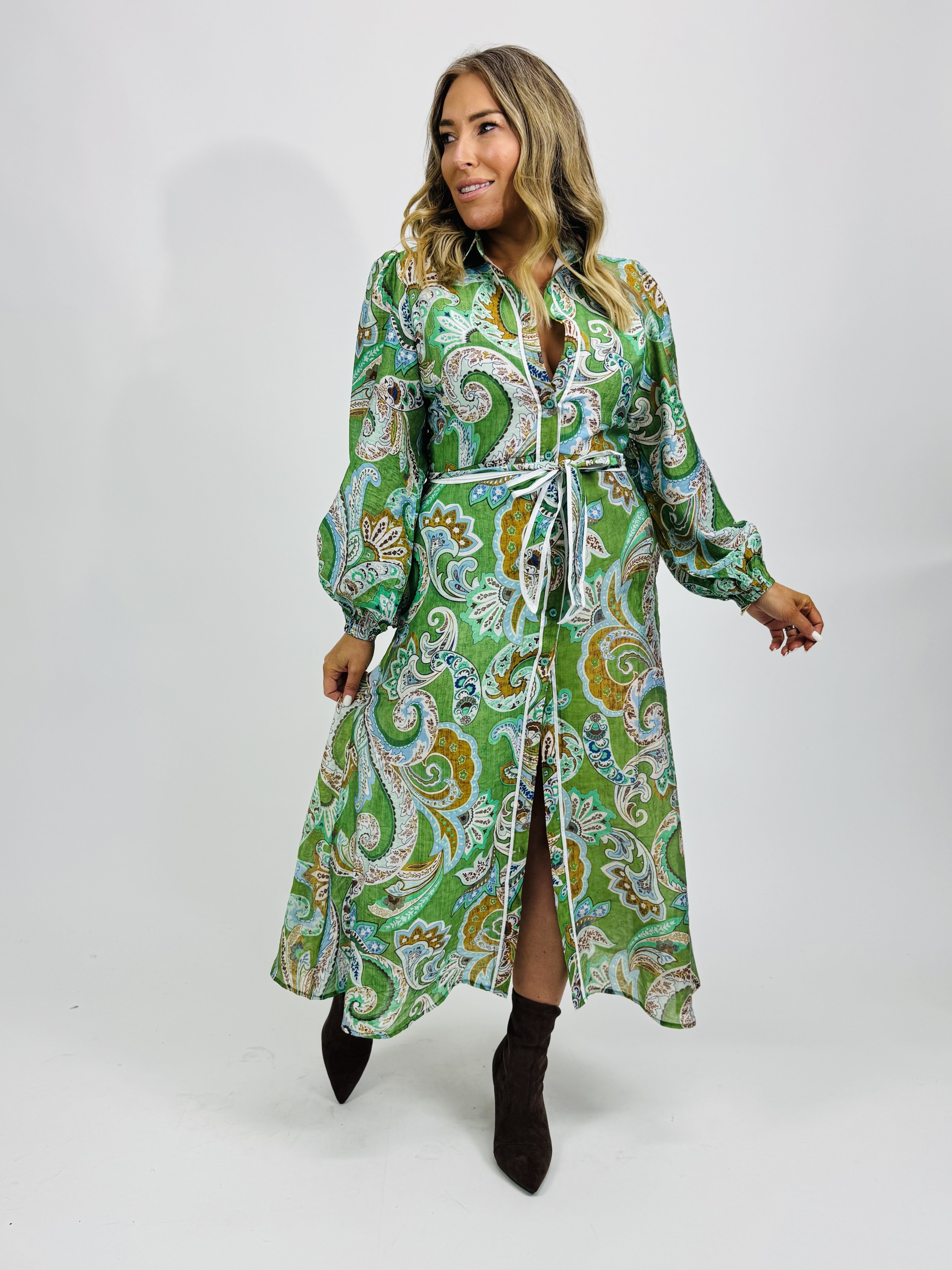 AVERY PAISLEY SHIRT DRESS