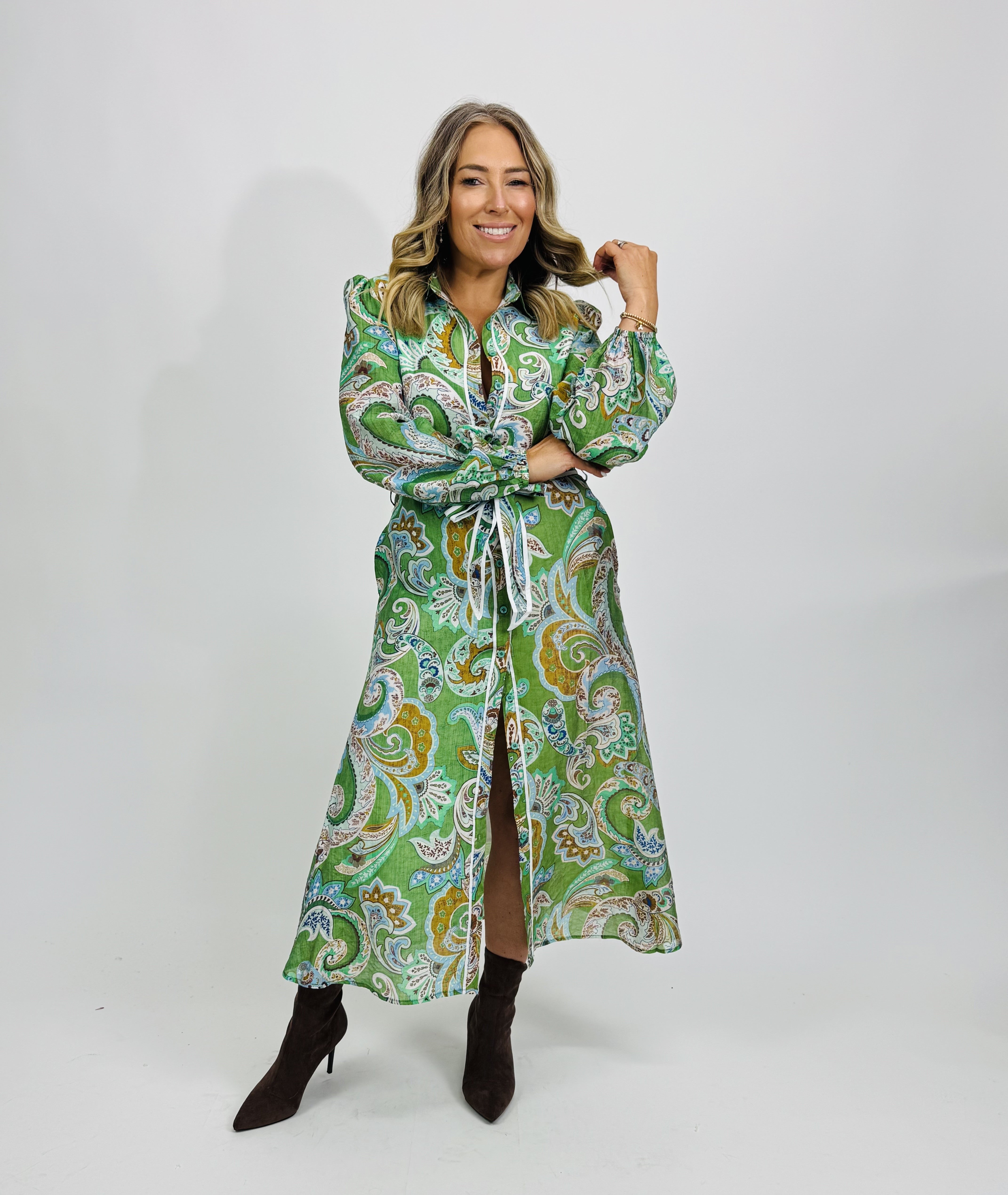 AVERY PAISLEY SHIRT DRESS