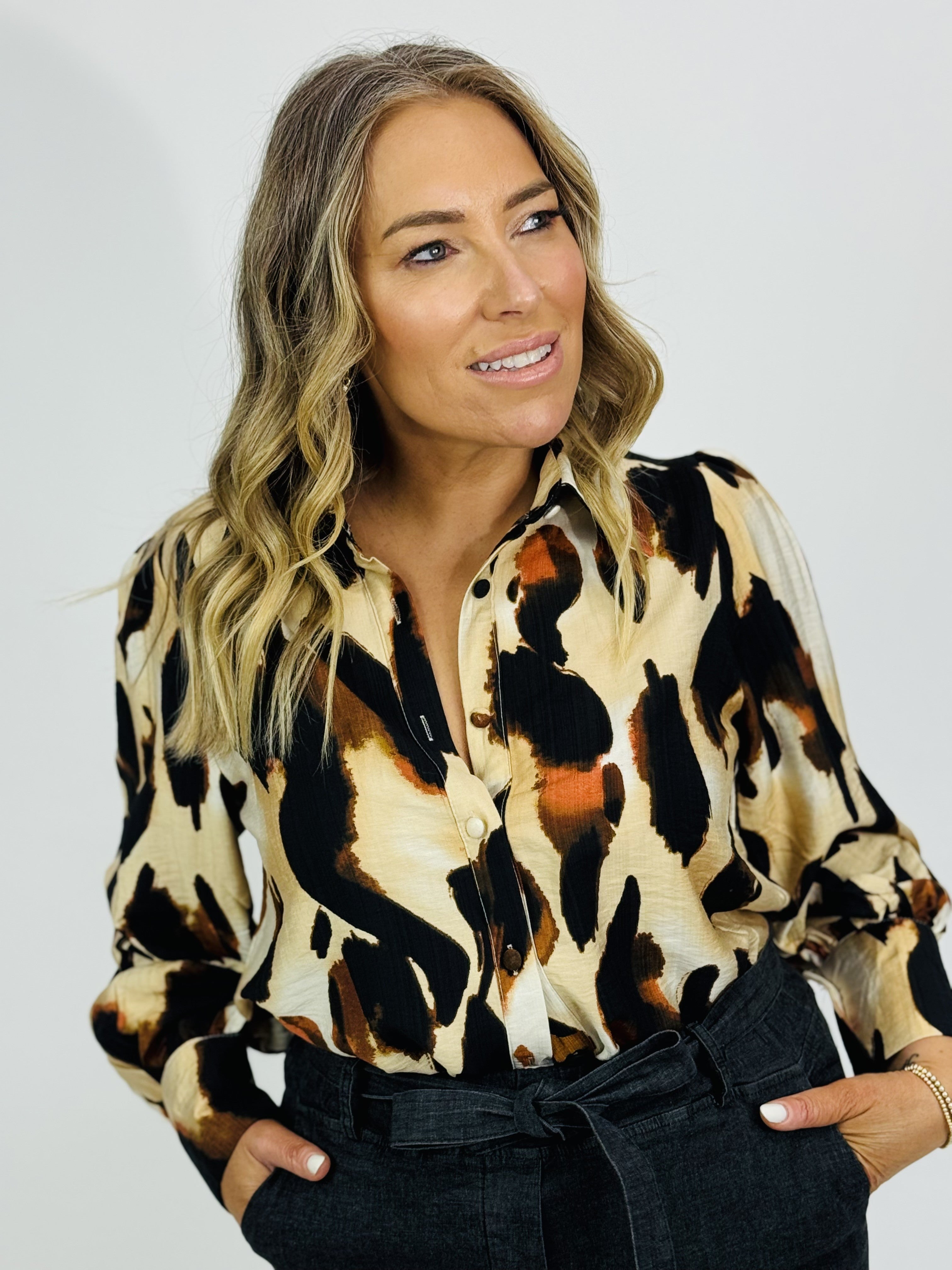 WILD PRINT BLOUSE