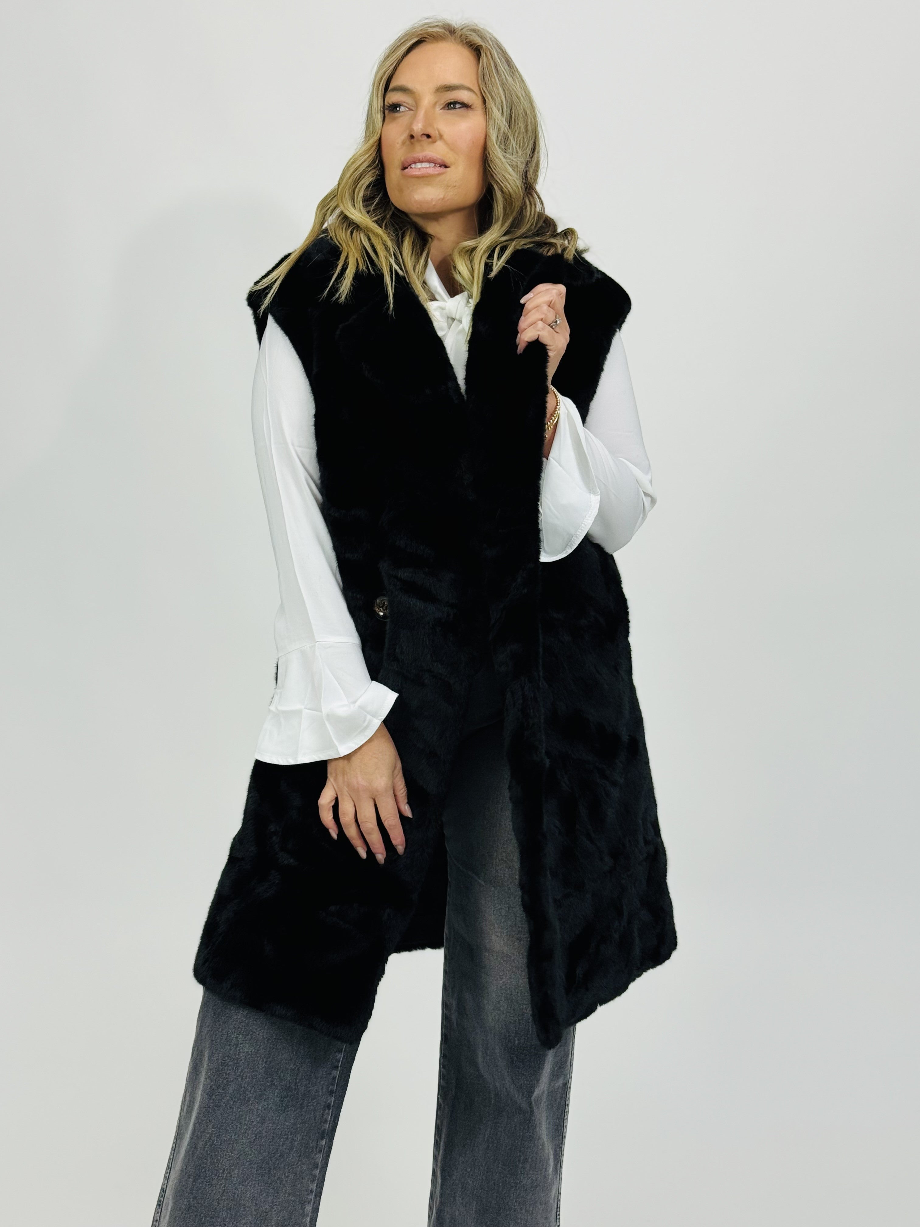 FAUX FUR LONG VEST
