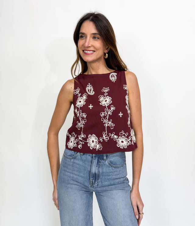 EMILY EMBROIDERED TANK