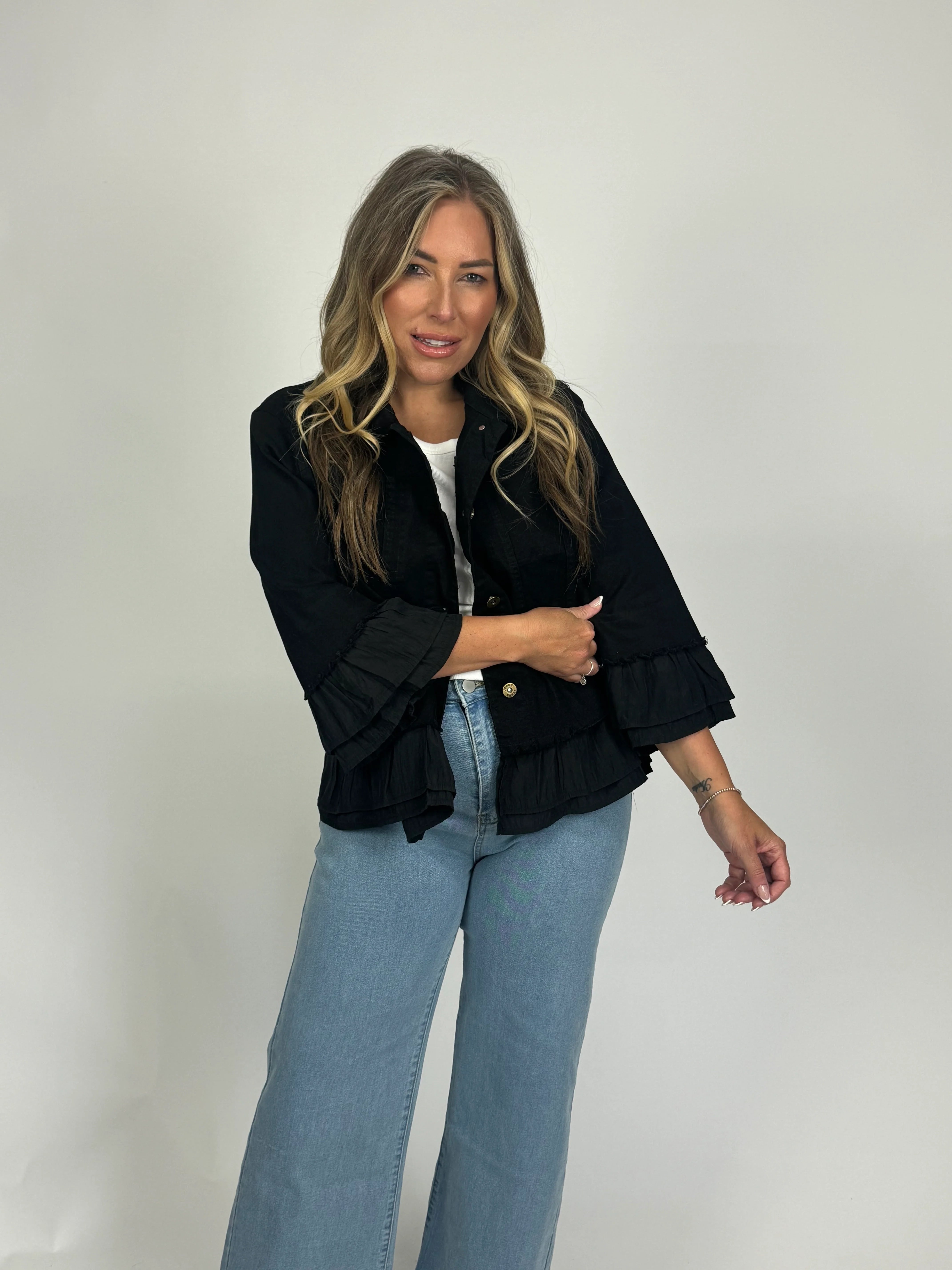 IN FRILL DENIM JACKET