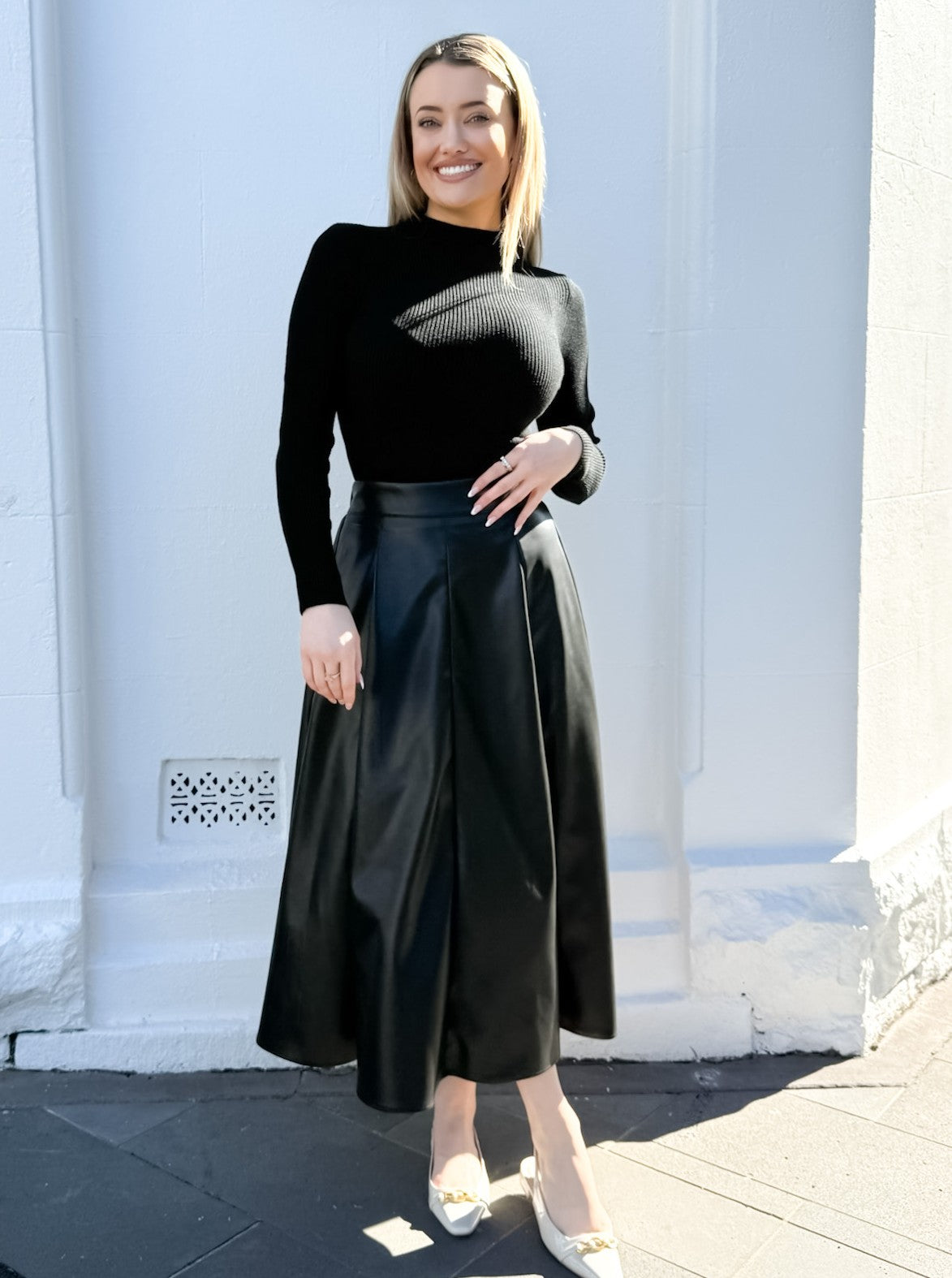 PLEATHER PLEATED SKIRT