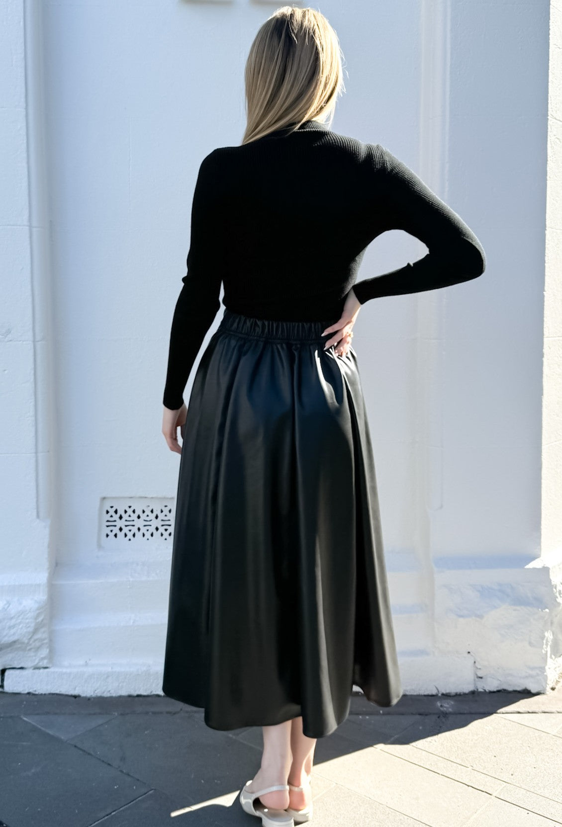 PLEATHER PLEATED SKIRT