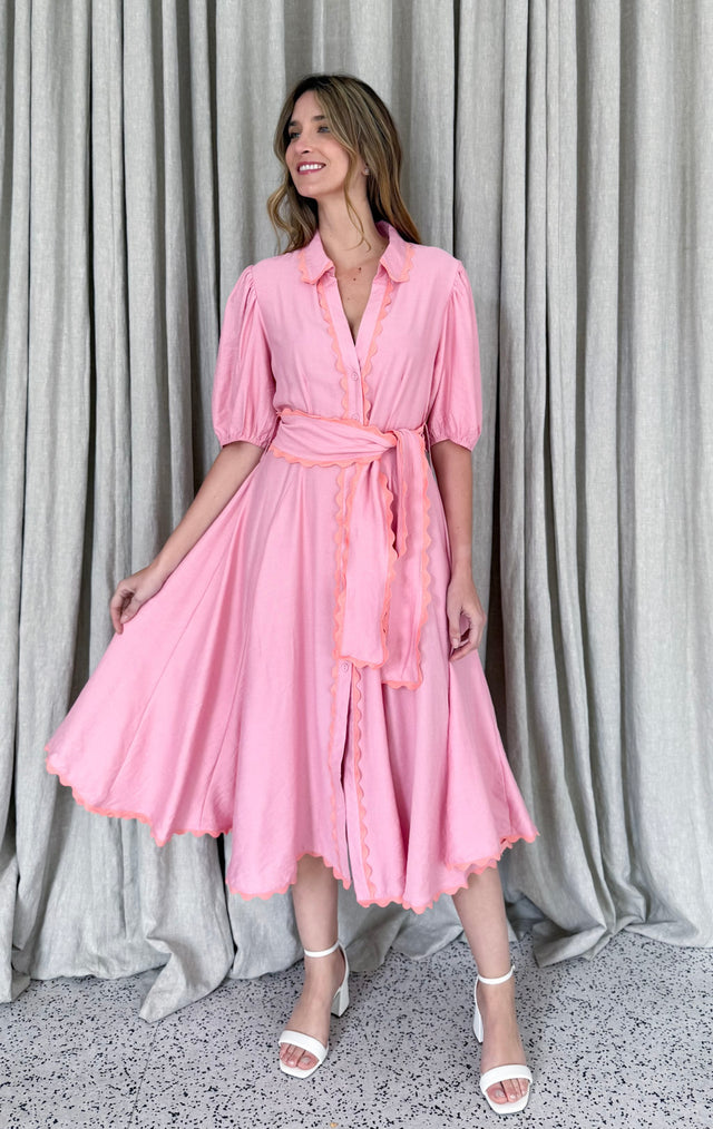 RORY TRIM SS MIDI DRESS