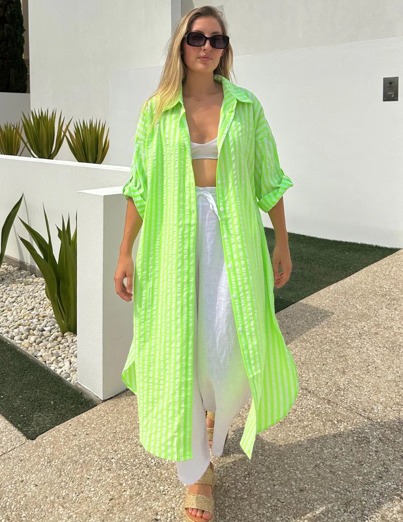 STRIPE NEON SHIRT DRESS