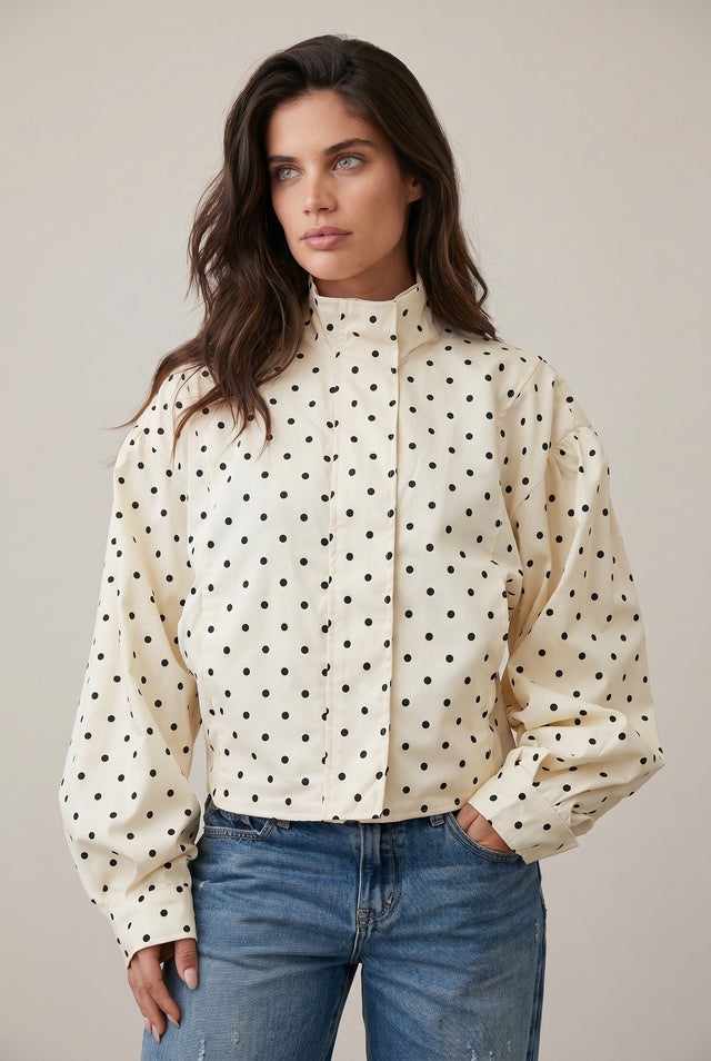 DOTTED FUNNEL NECK JACKET