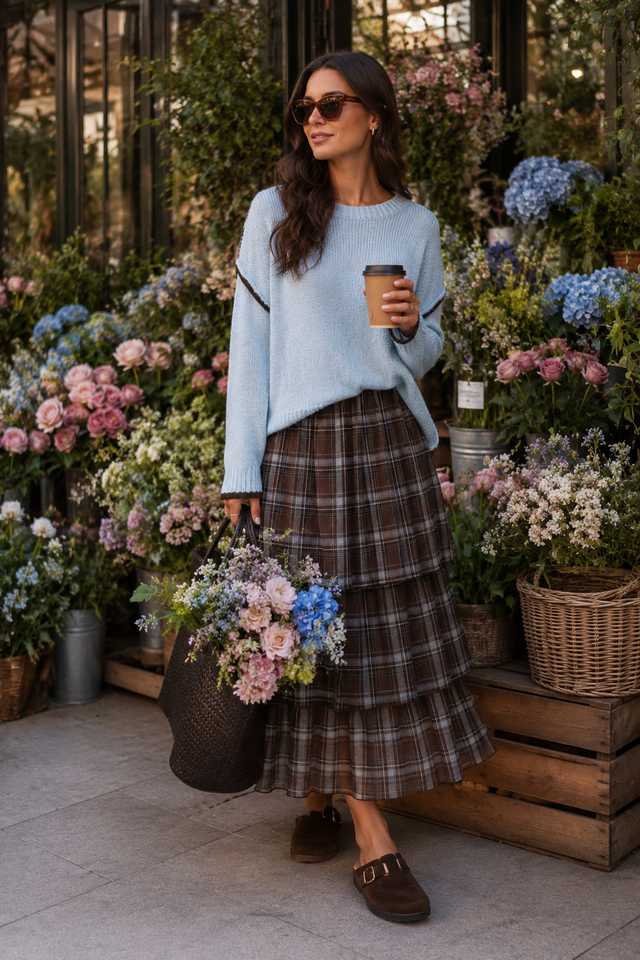 PLAID LAYER SKIRT