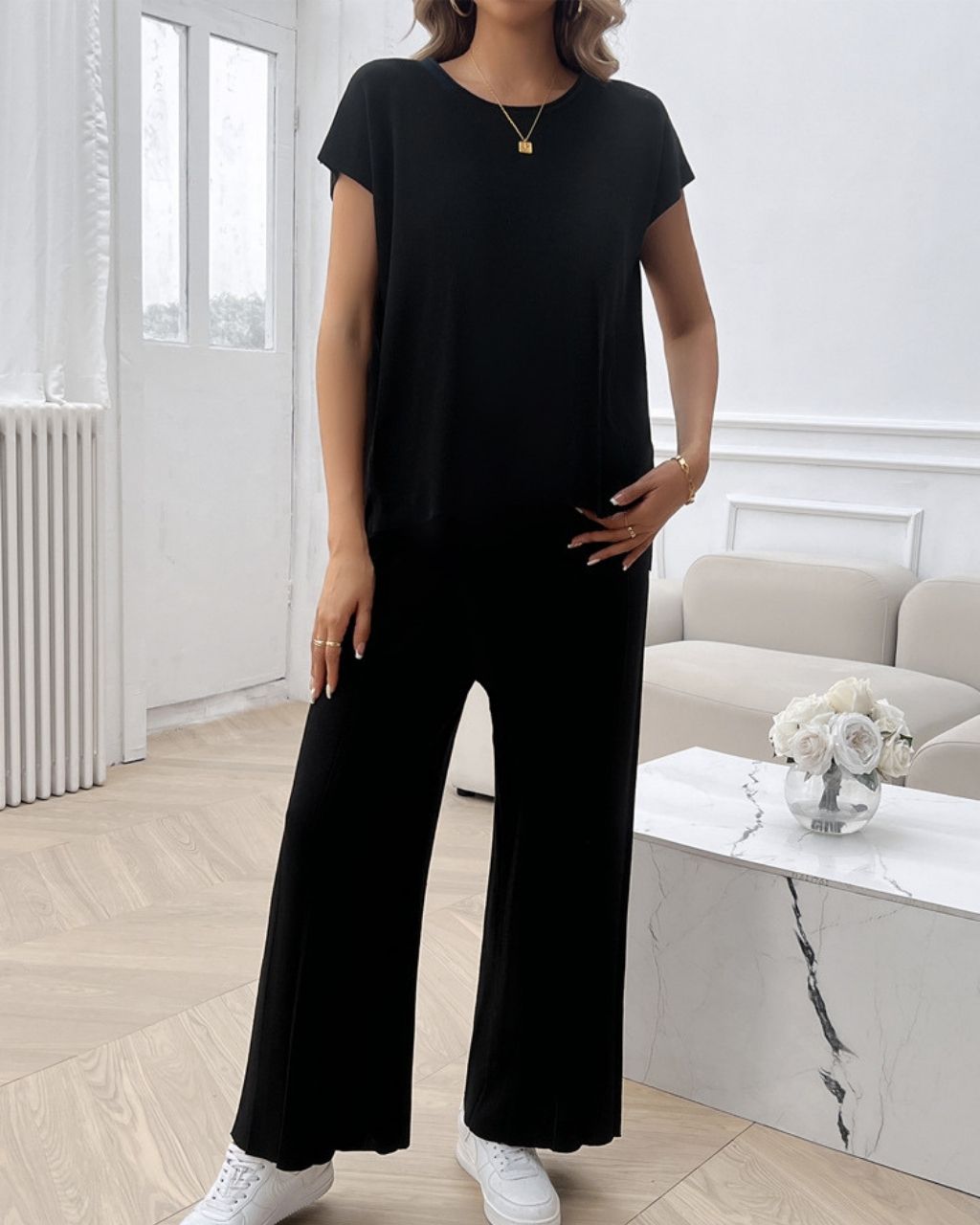 SS PLEATED KNIT SET