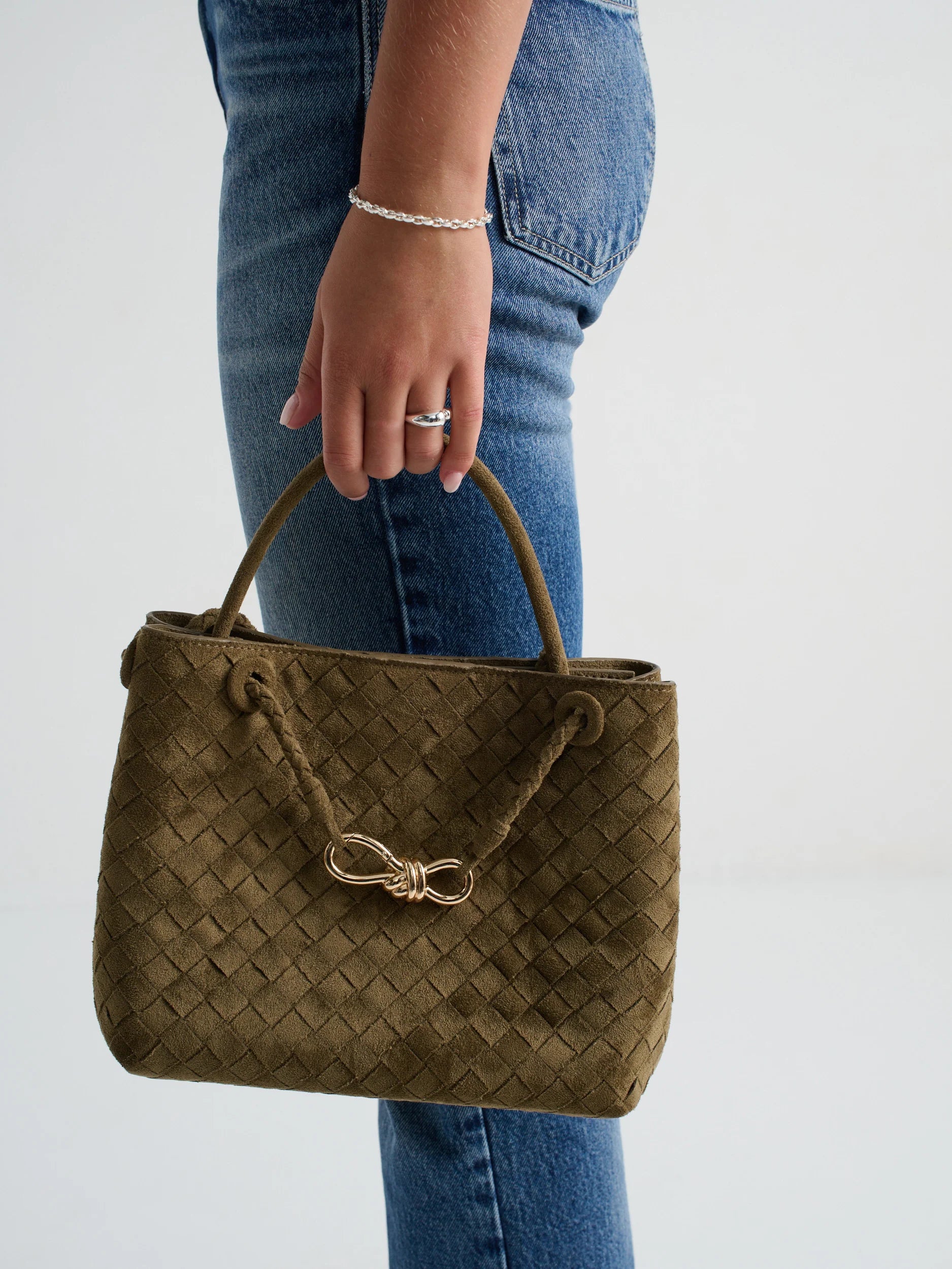 Chantel Olive Woven Multiway Handbag