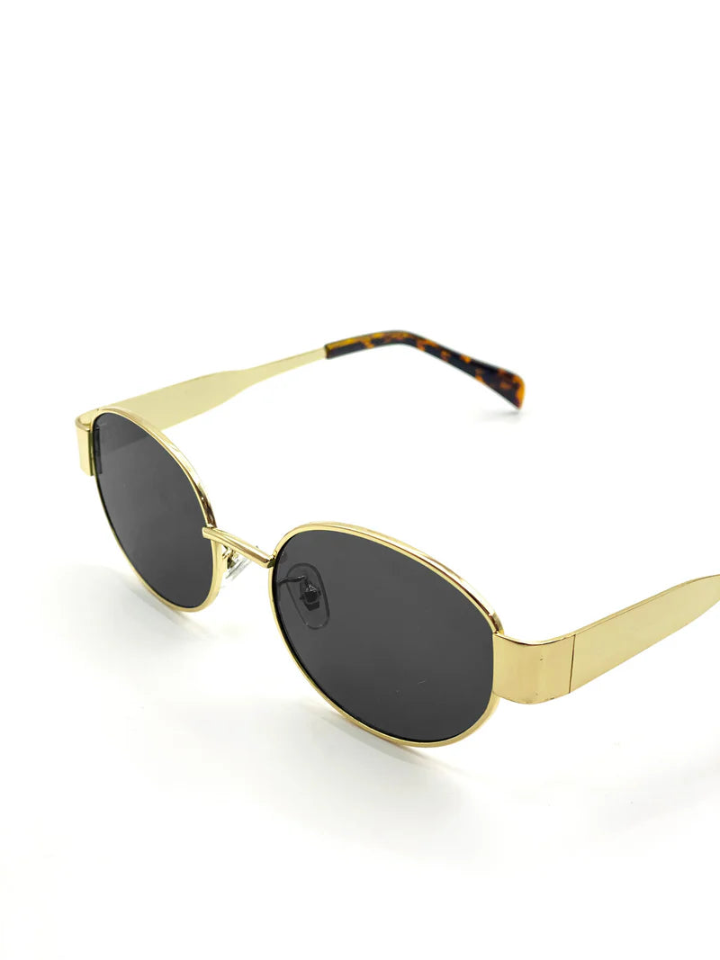 L&S ROUND METAL OVAL SUNGLASSES - BLACK