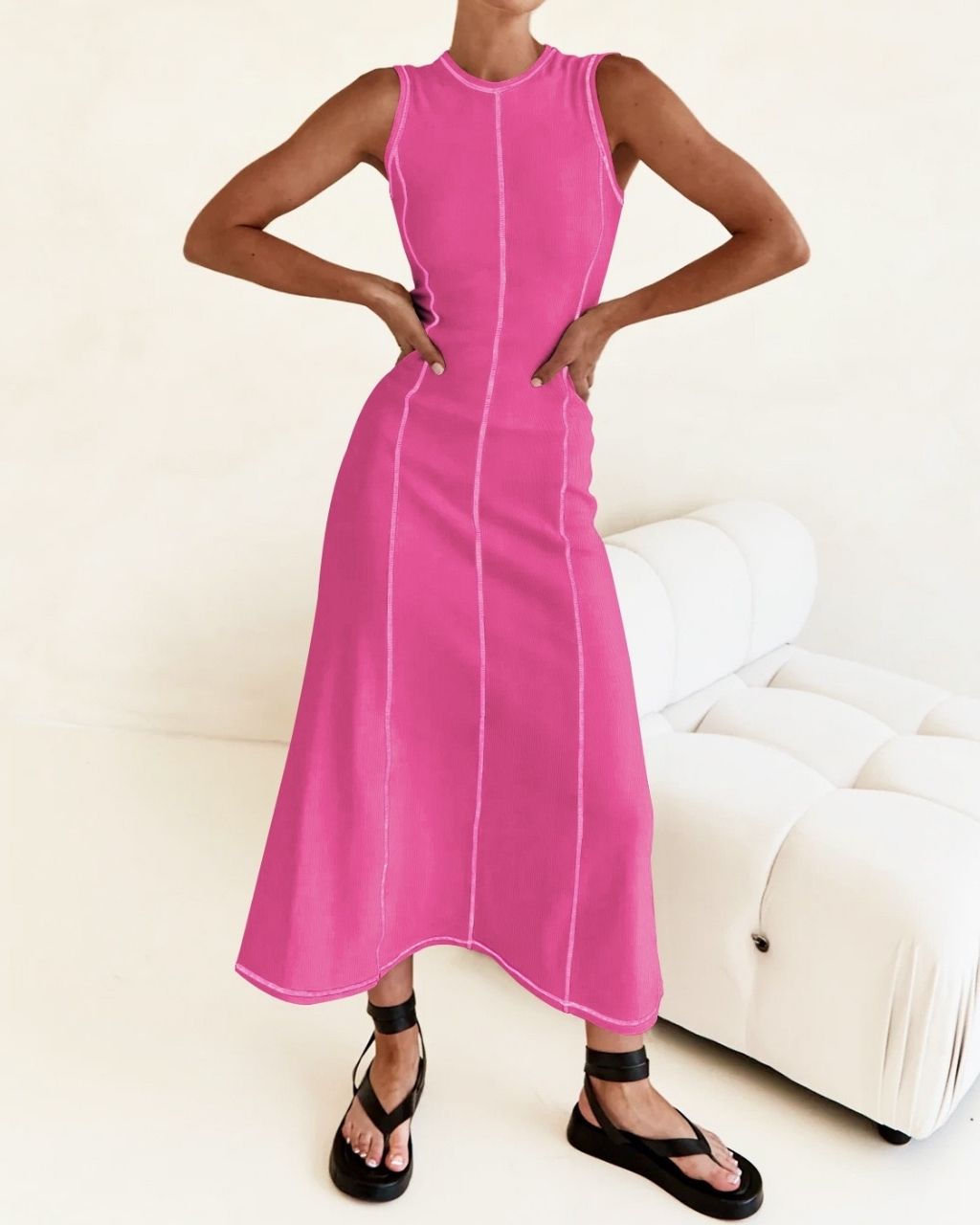 CONTRAST SEAM MAXI DRESS
