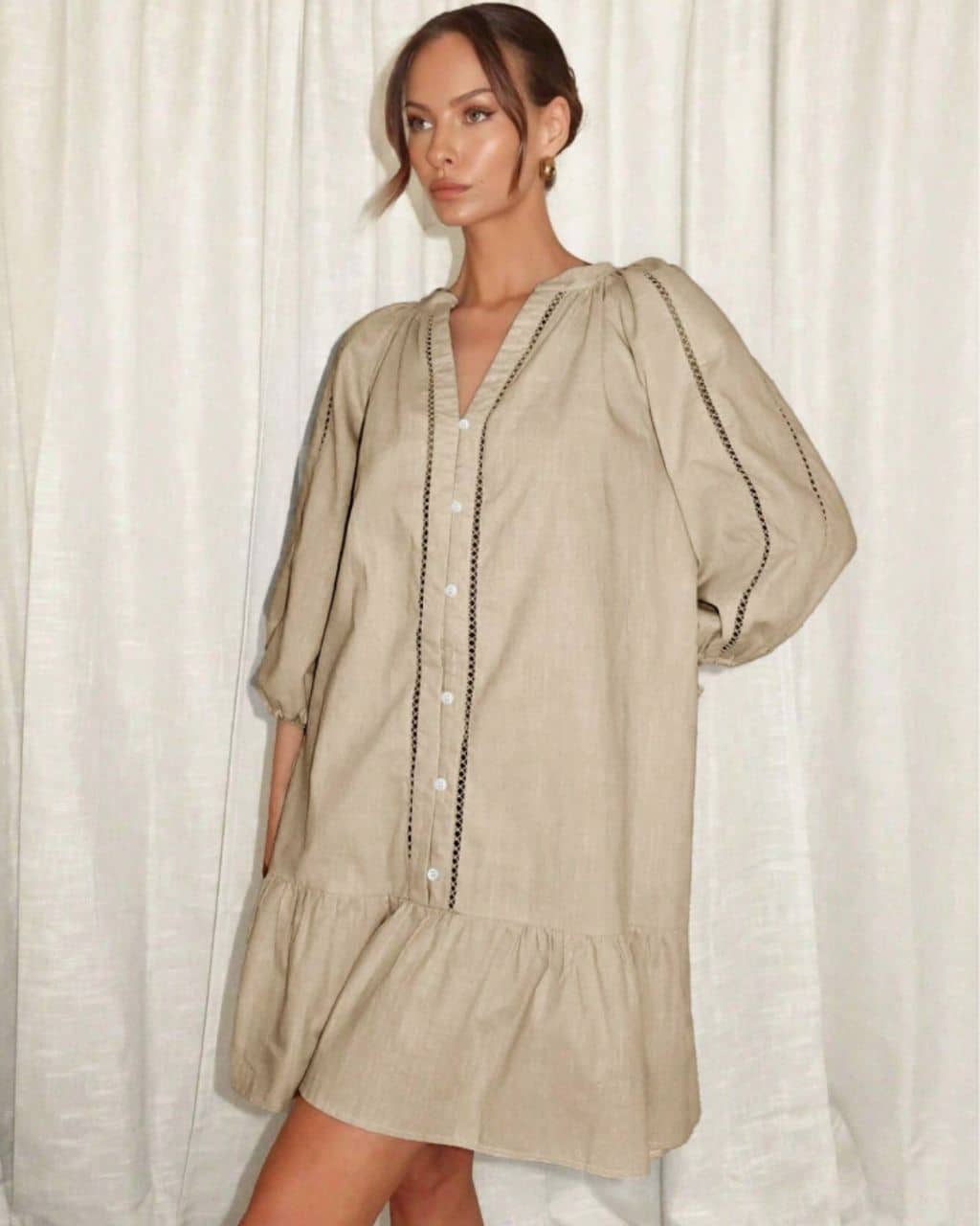 ALIYA LINEN BABYDOLL DRESS