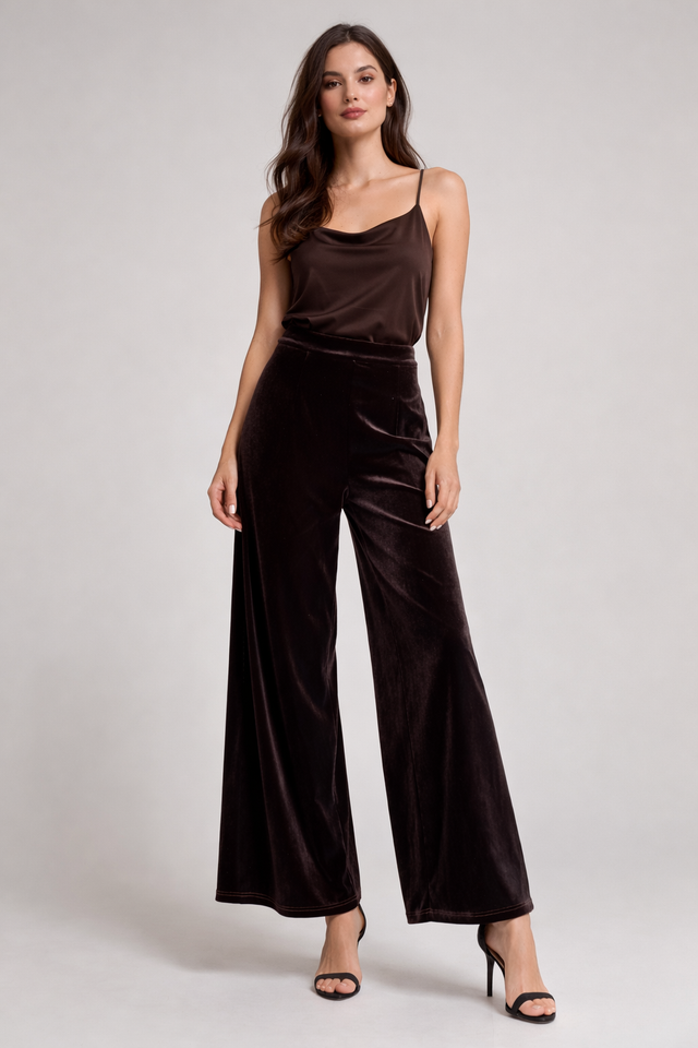 JEN VELVET PANT- CHOCOLATE