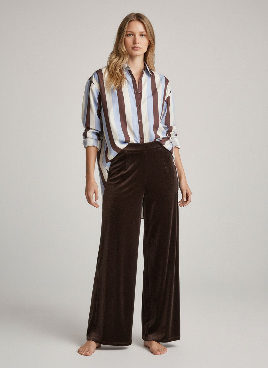 JEN VELVET PANT- CHOCOLATE
