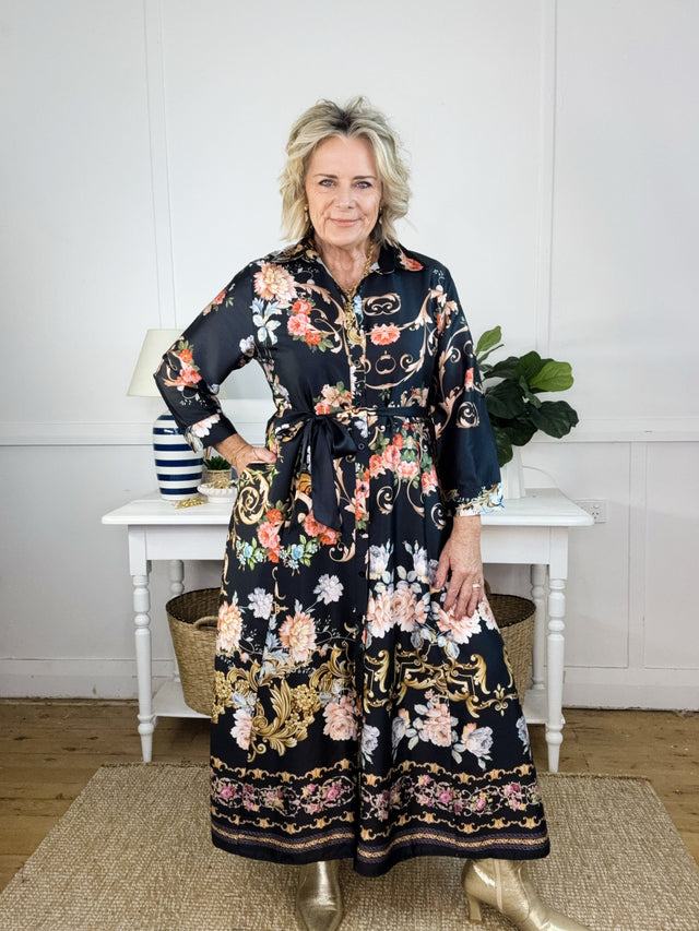 DALLAS FLORAL SATIN DRESS