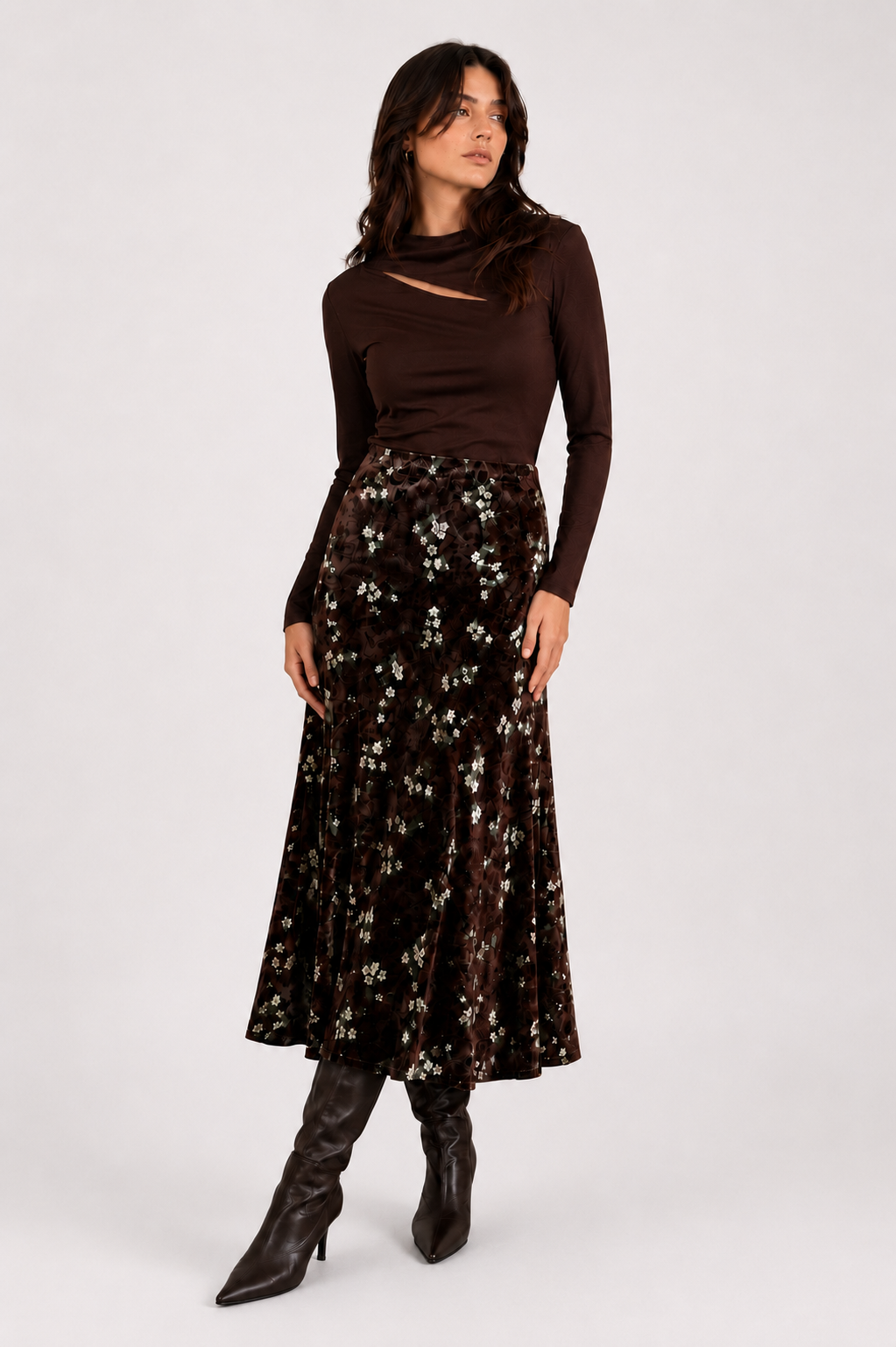 DITZY FLORAL VELVET SKIRT
