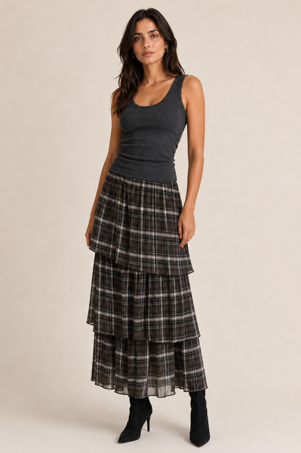PLAID LAYER SKIRT