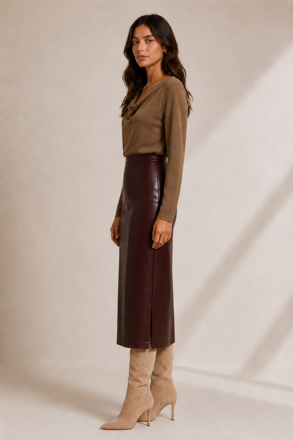 FAUX LEATHER PENCIL SKIRT