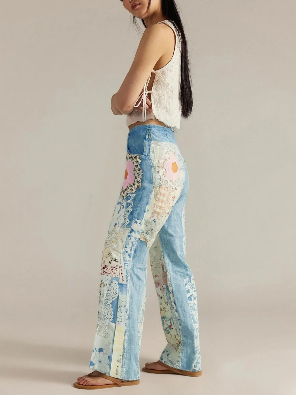 PATCHWORK PRINTED JEANS