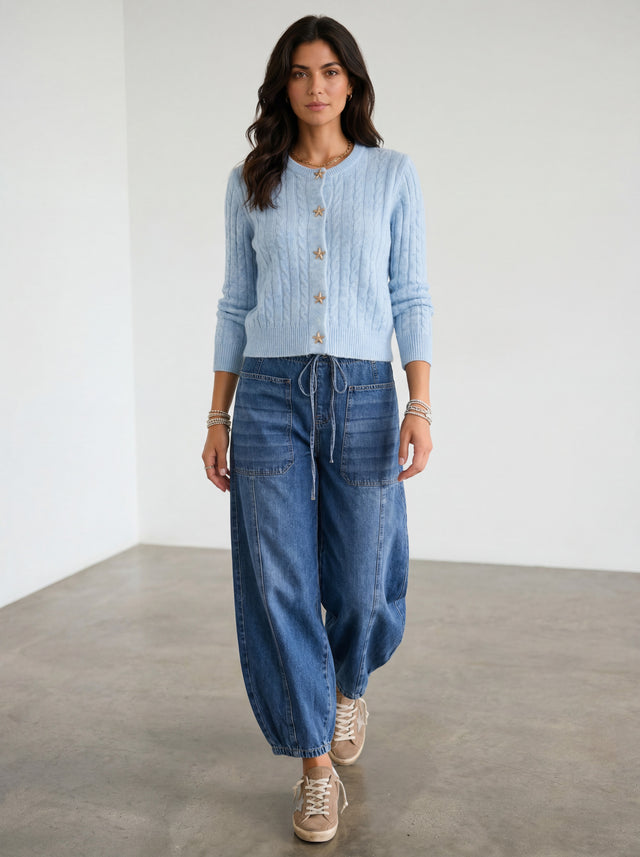 RELAXED BALLOON DENIM JEANS - DARK DENIM