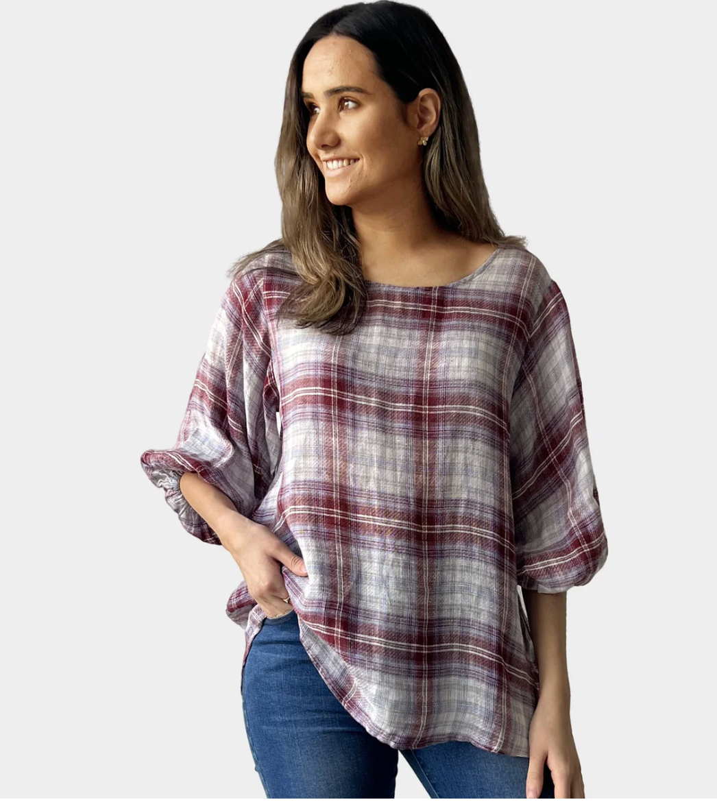 LINEN GINGHAM BLOUSE