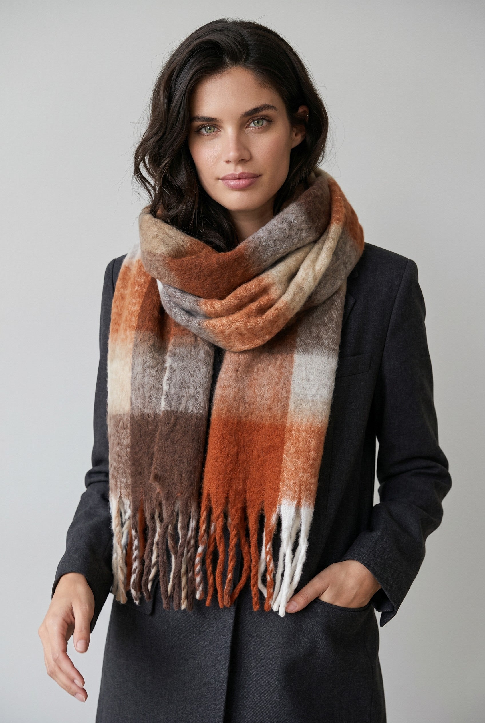 FLUFFY CHECK SCARF