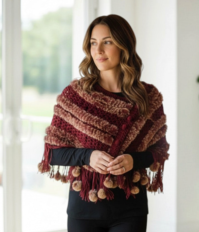 FUR POM SHAWL