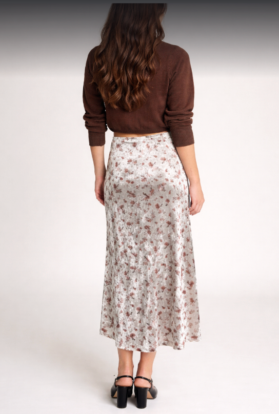 VELVET FLORAL SKIRT