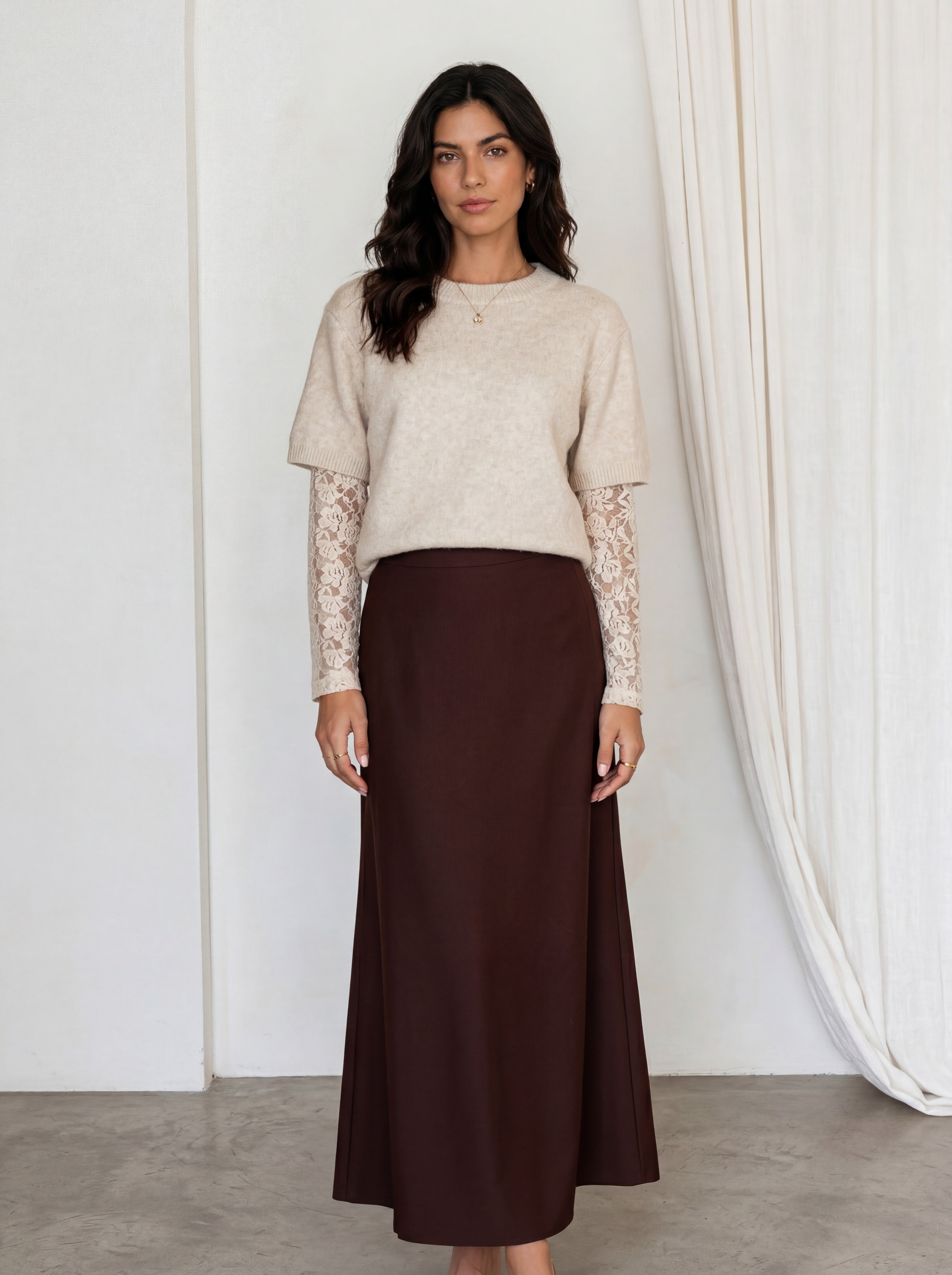 LACE SLEEVE KNIT