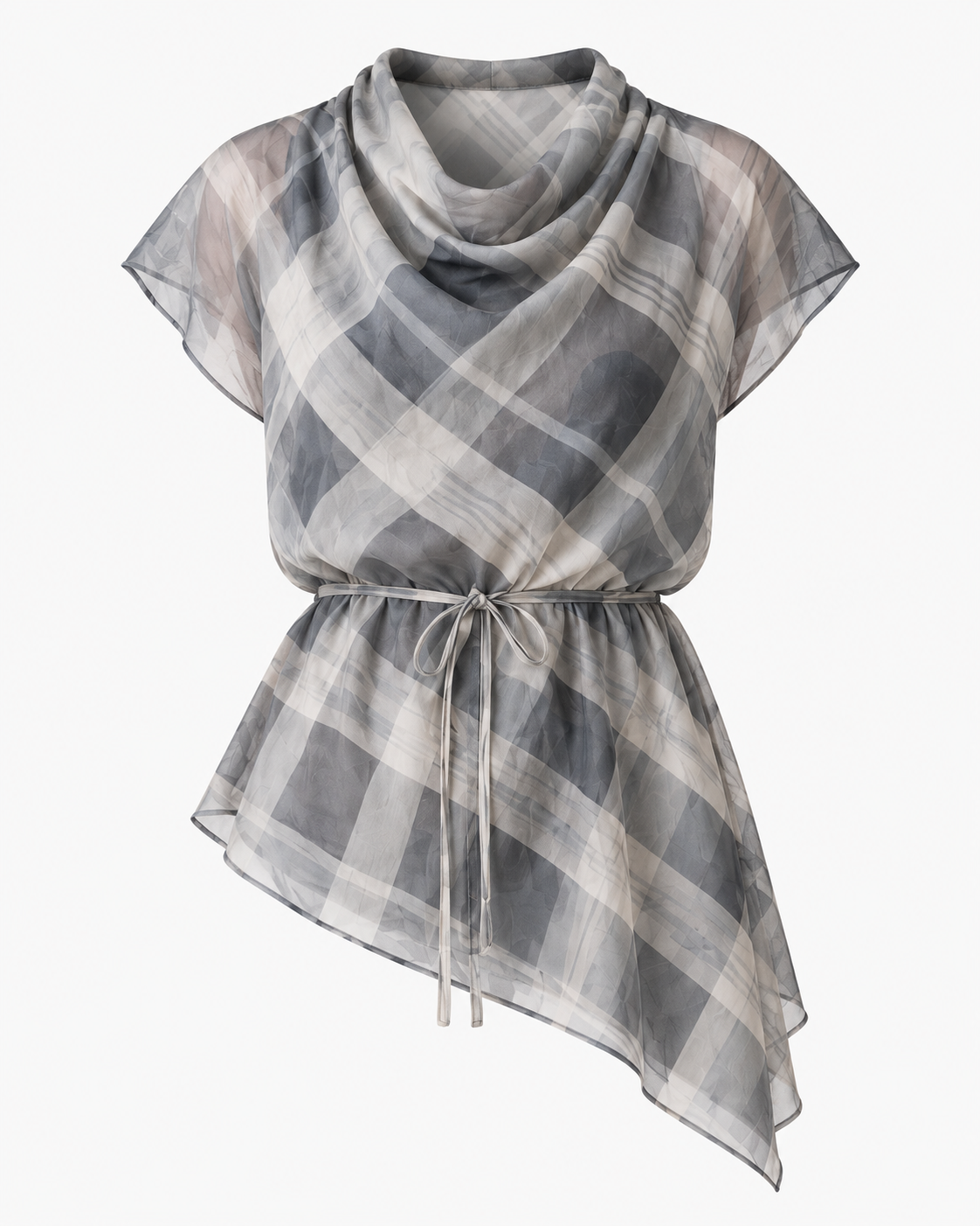 Check Cowl Neck Top