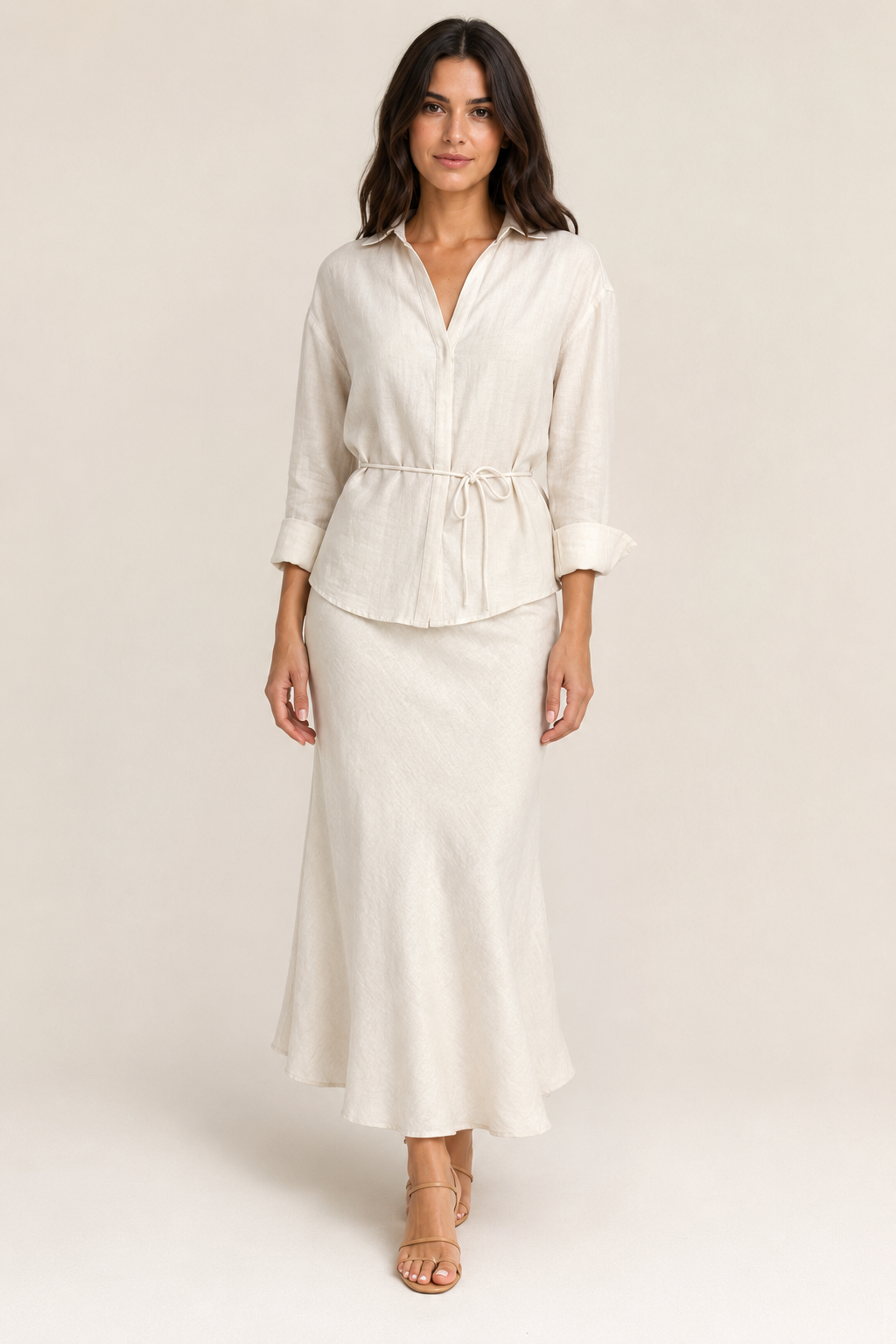 Linen Viscose Bias Maxi Skirt