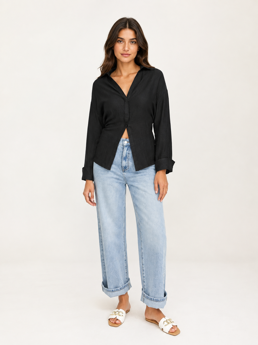 Linen Viscose Self-Tie Shirt