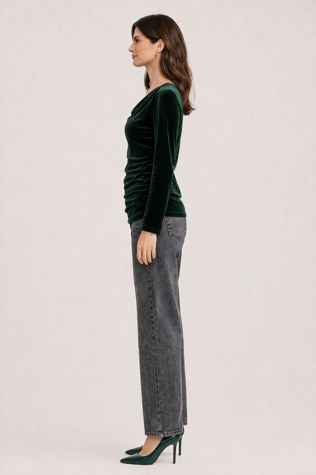 VELVET COWL NECK TOP
