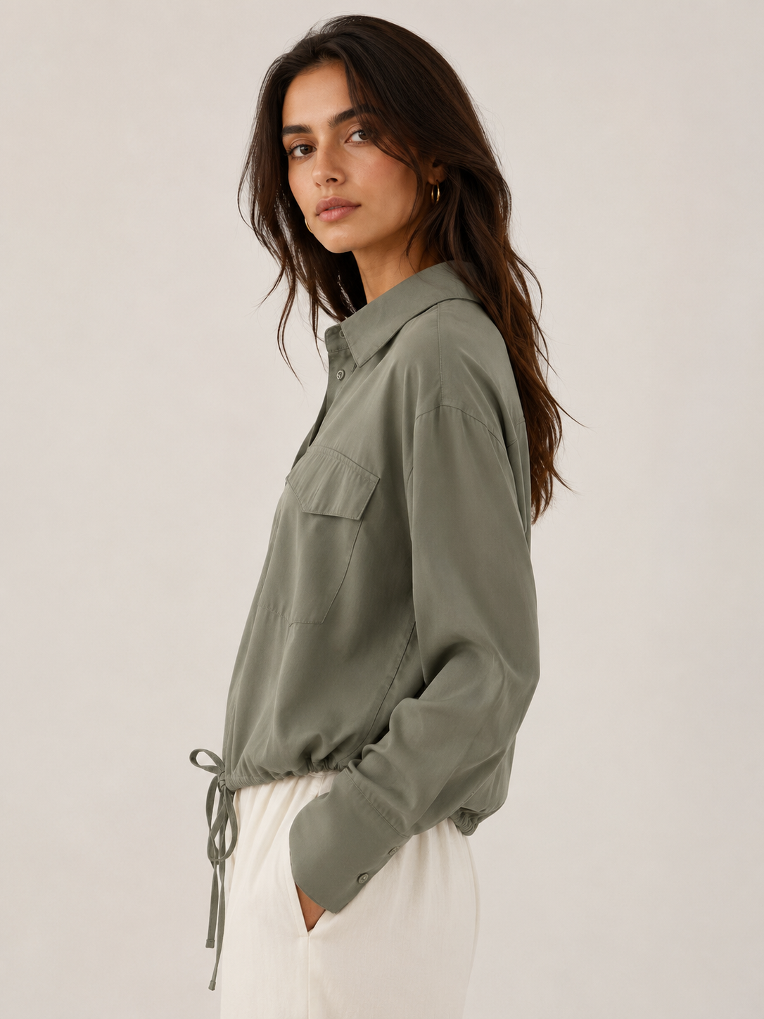 Relaxed Drawstring Utility Shirt
