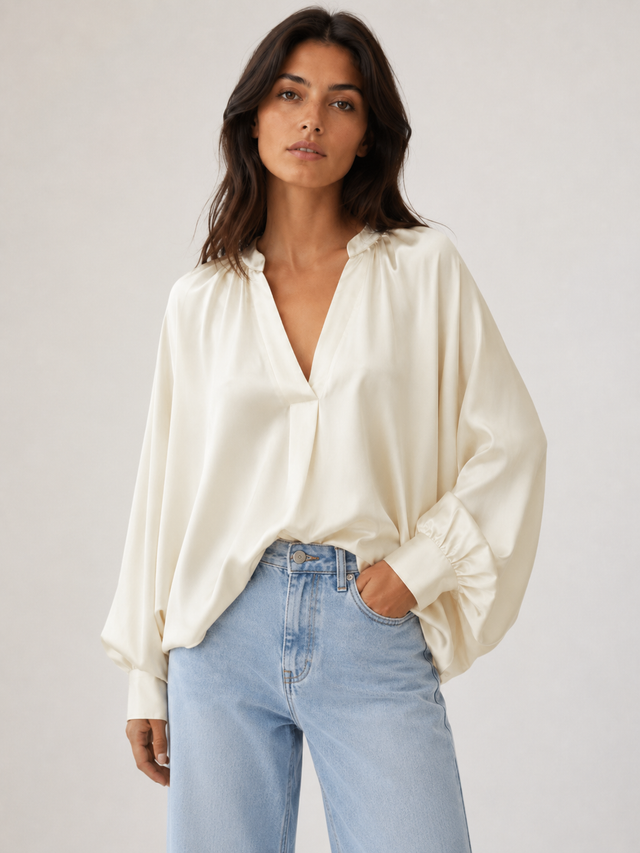SATIN BATWING BLOUSE