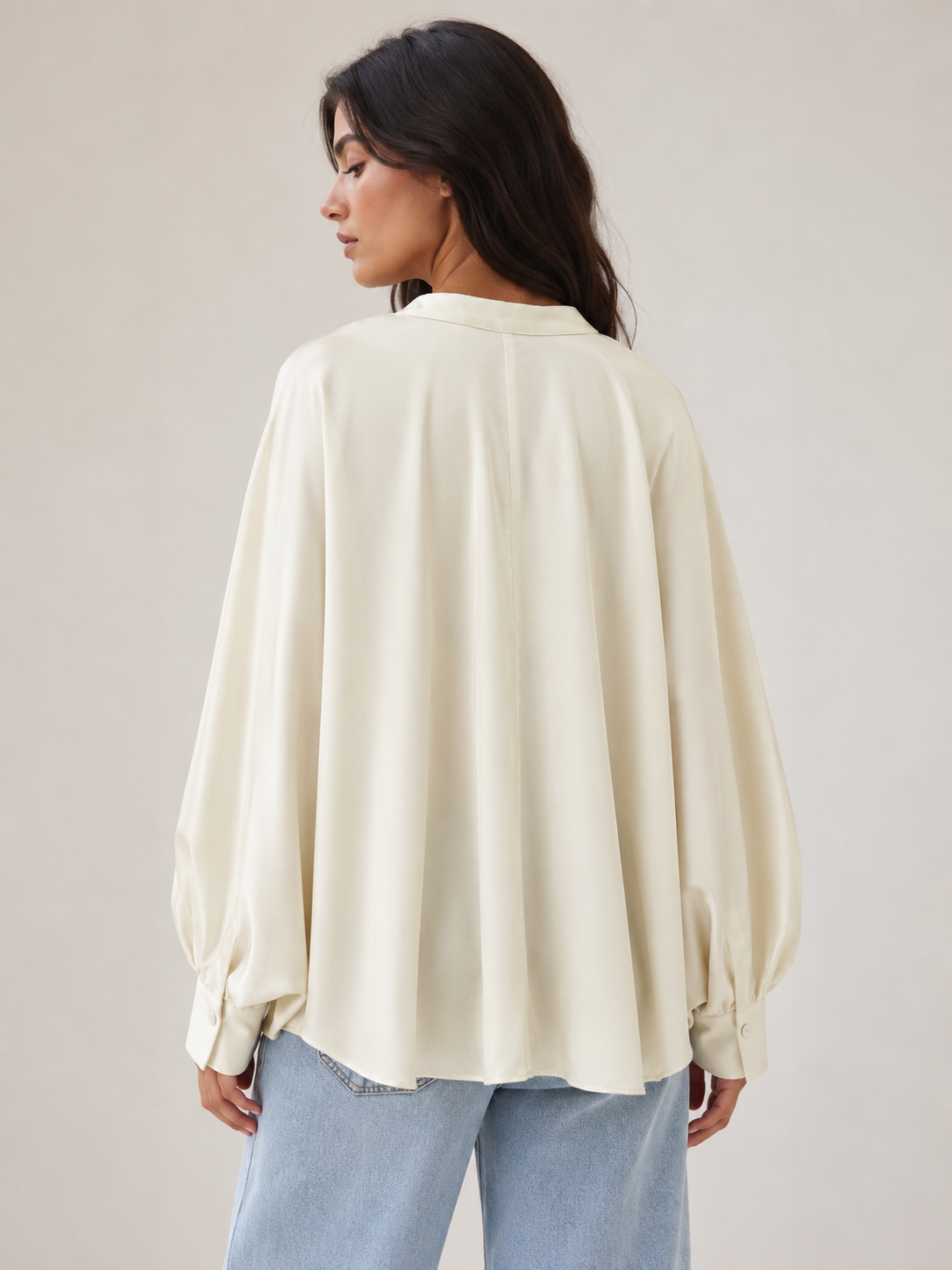 SATIN BATWING BLOUSE
